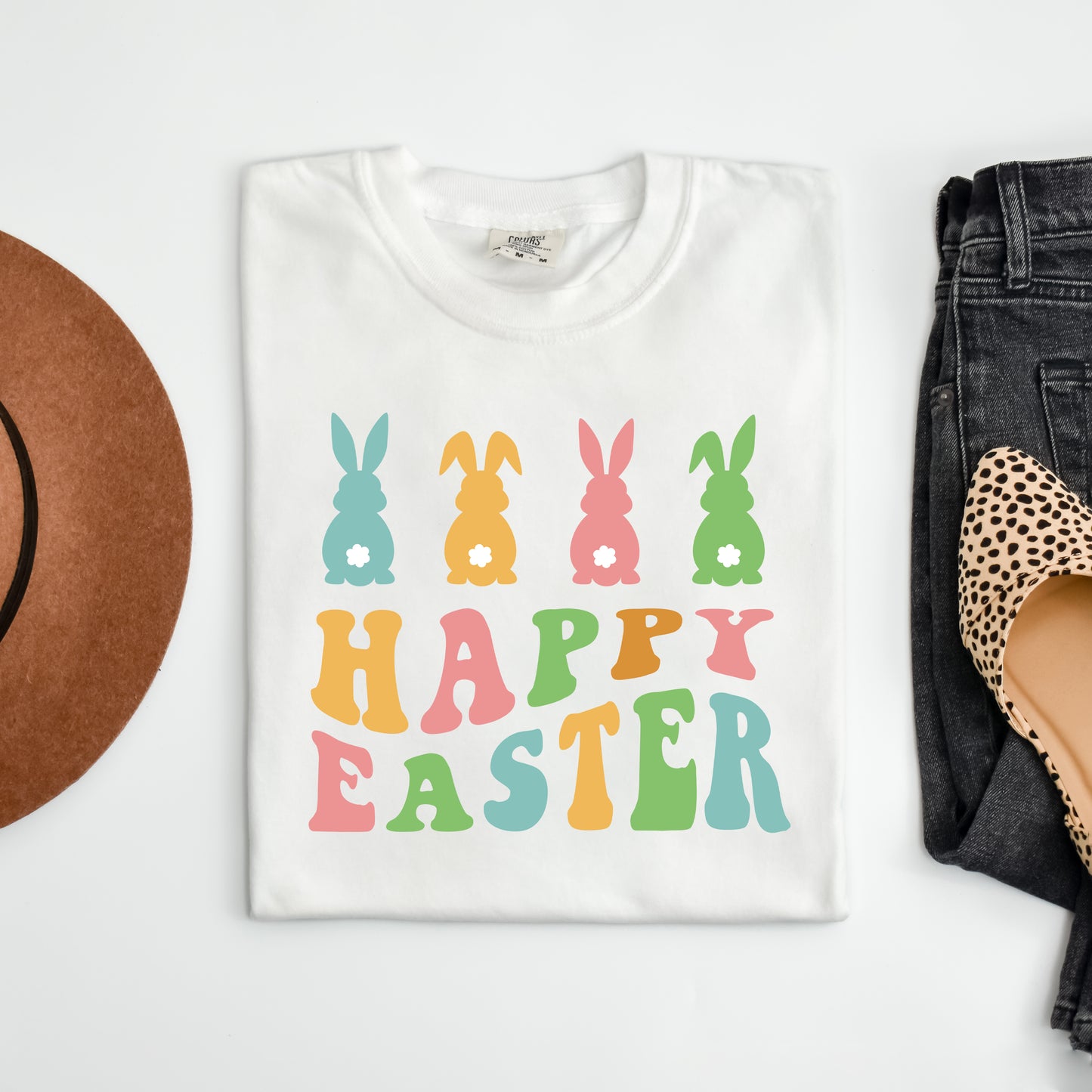 Happy Easter Pastel Bunnies | Garment Dyed Short Sleeve Tee