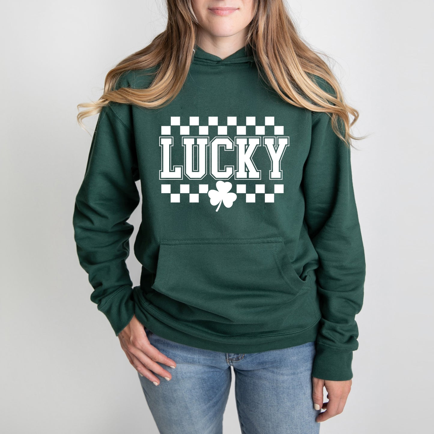 Checkered Lucky Shamrock | Hoodie