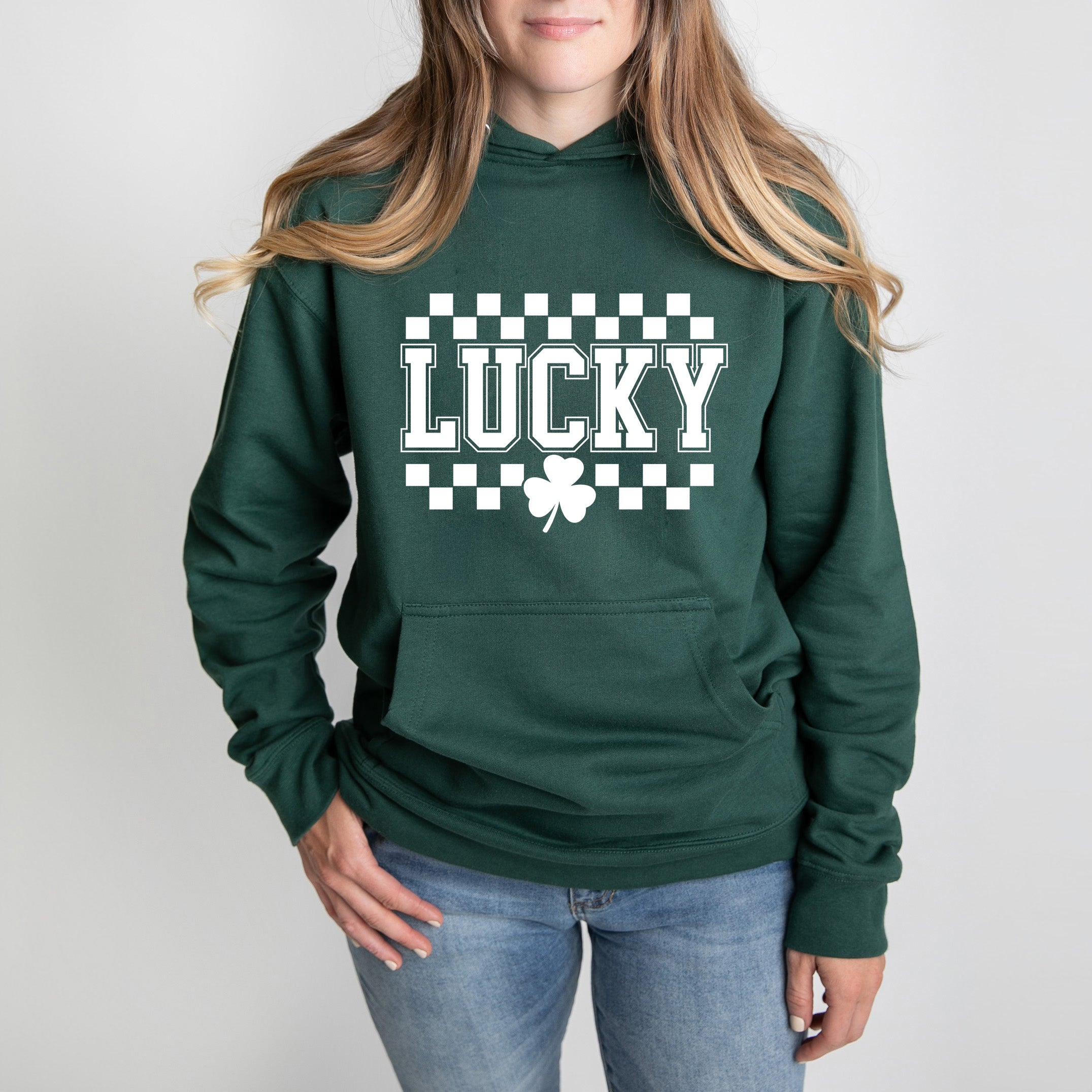 Checkered Lucky Shamrock | Hoodie