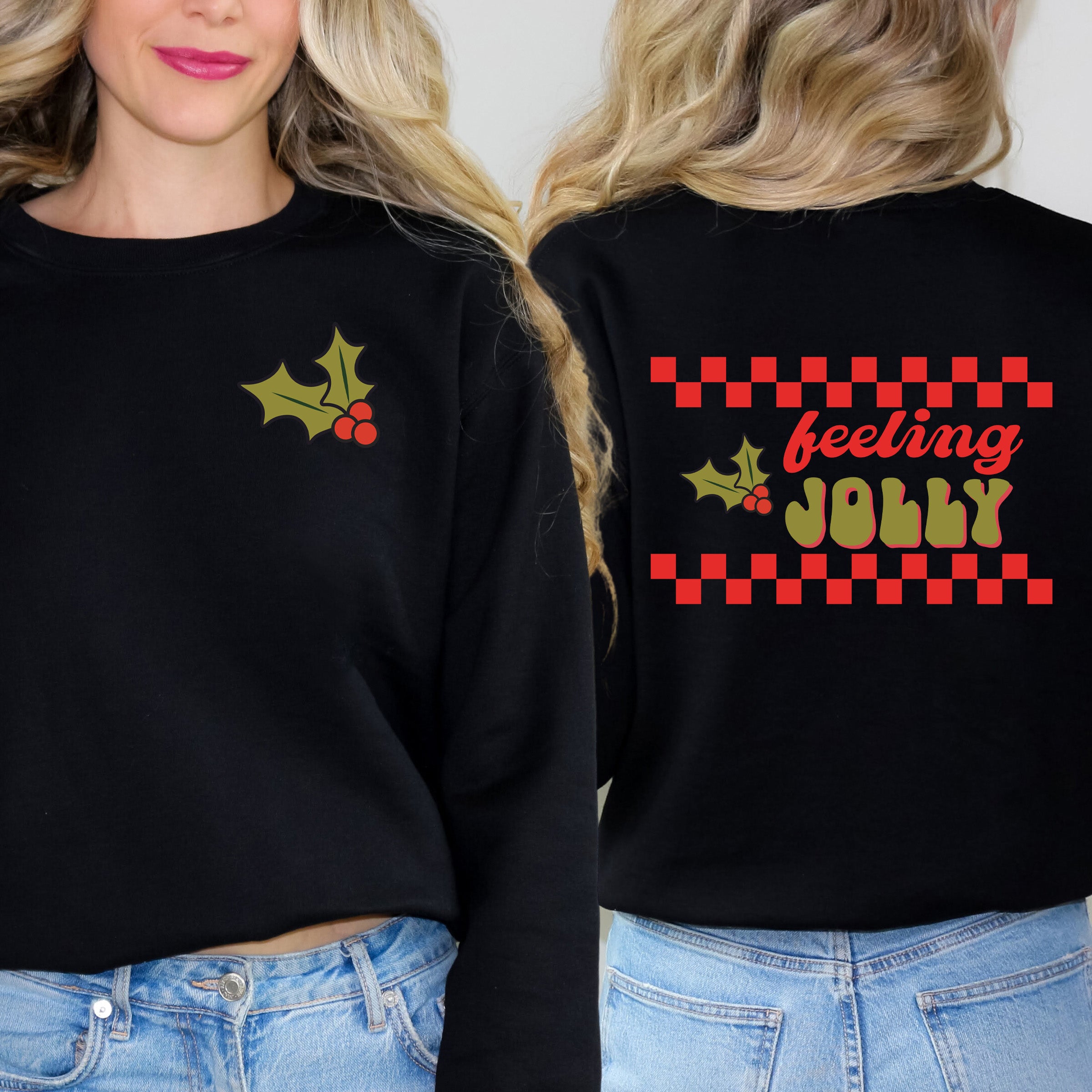 Feeling Jolly Checkered | Sweatshirt Front and Back Design