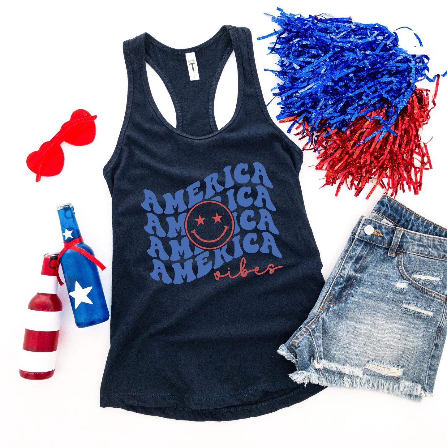 America Vibes Stacked | Racerback Tank