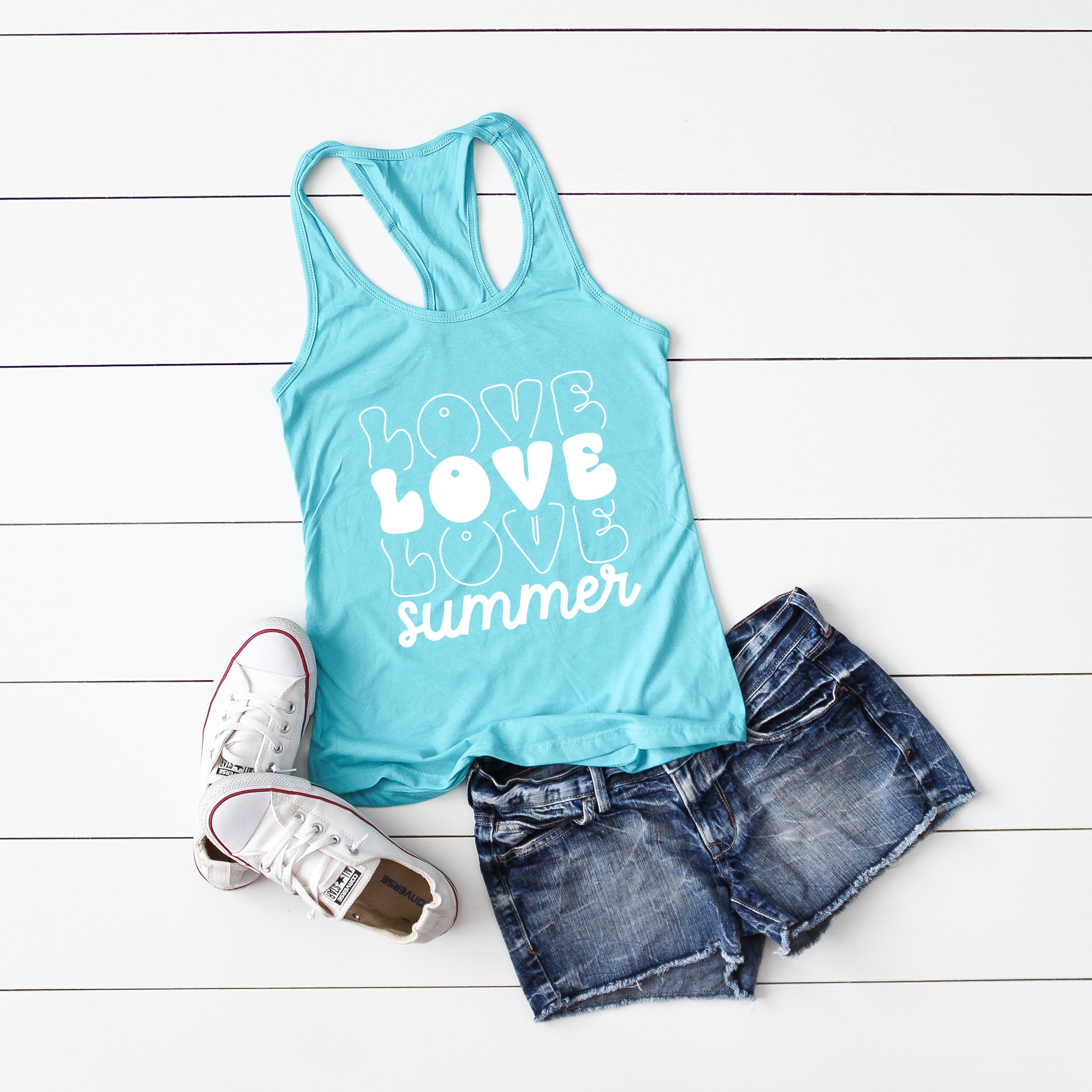 Love Summer Stacked | Racerback Tank