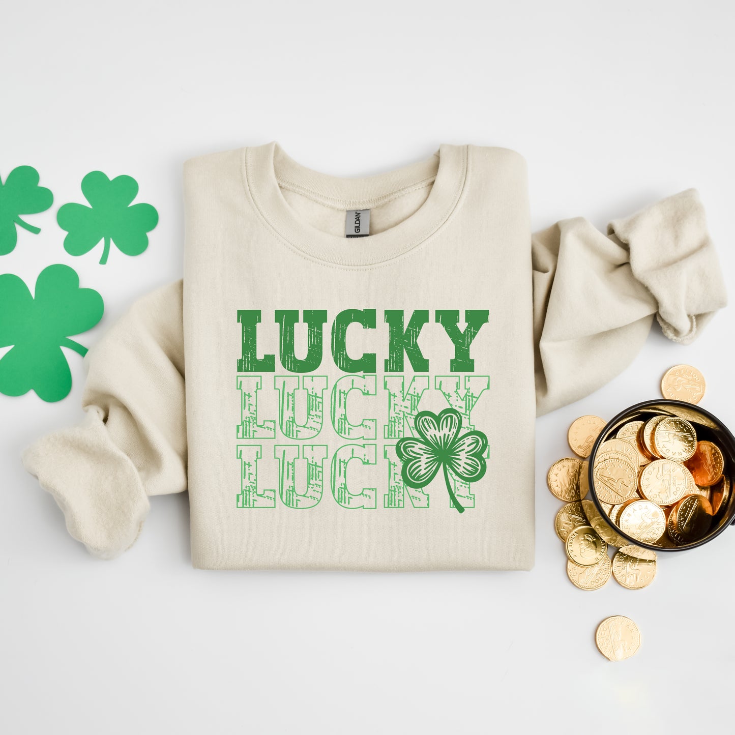 Bold Green Lucky Stacked | Sweatshirt