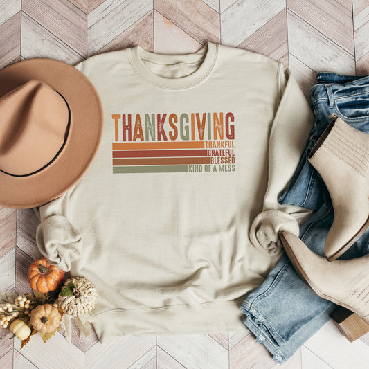 Thanksgiving Stripe Distressed | Sweatshirt