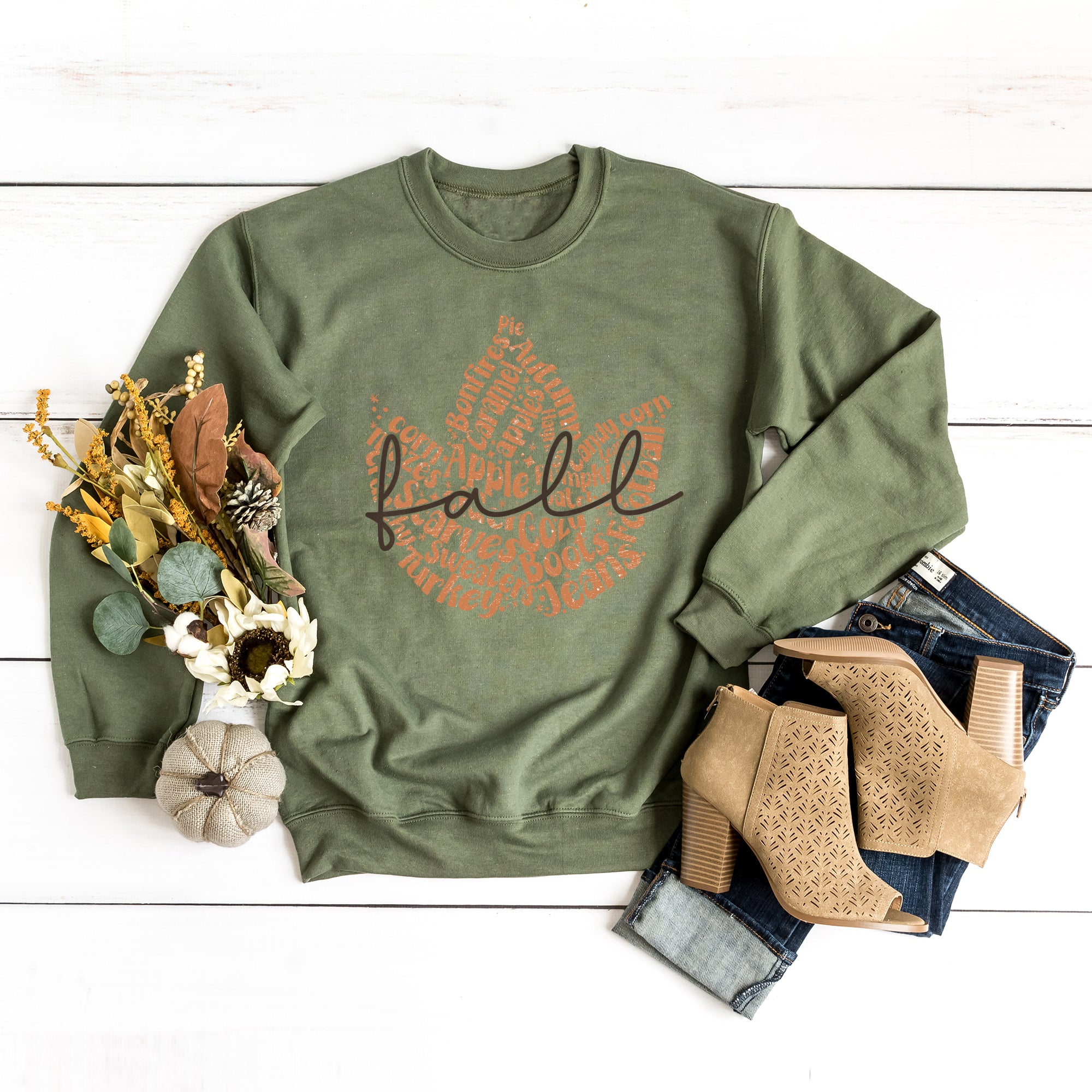 Cursive Fall Leaf | Sweatshirt