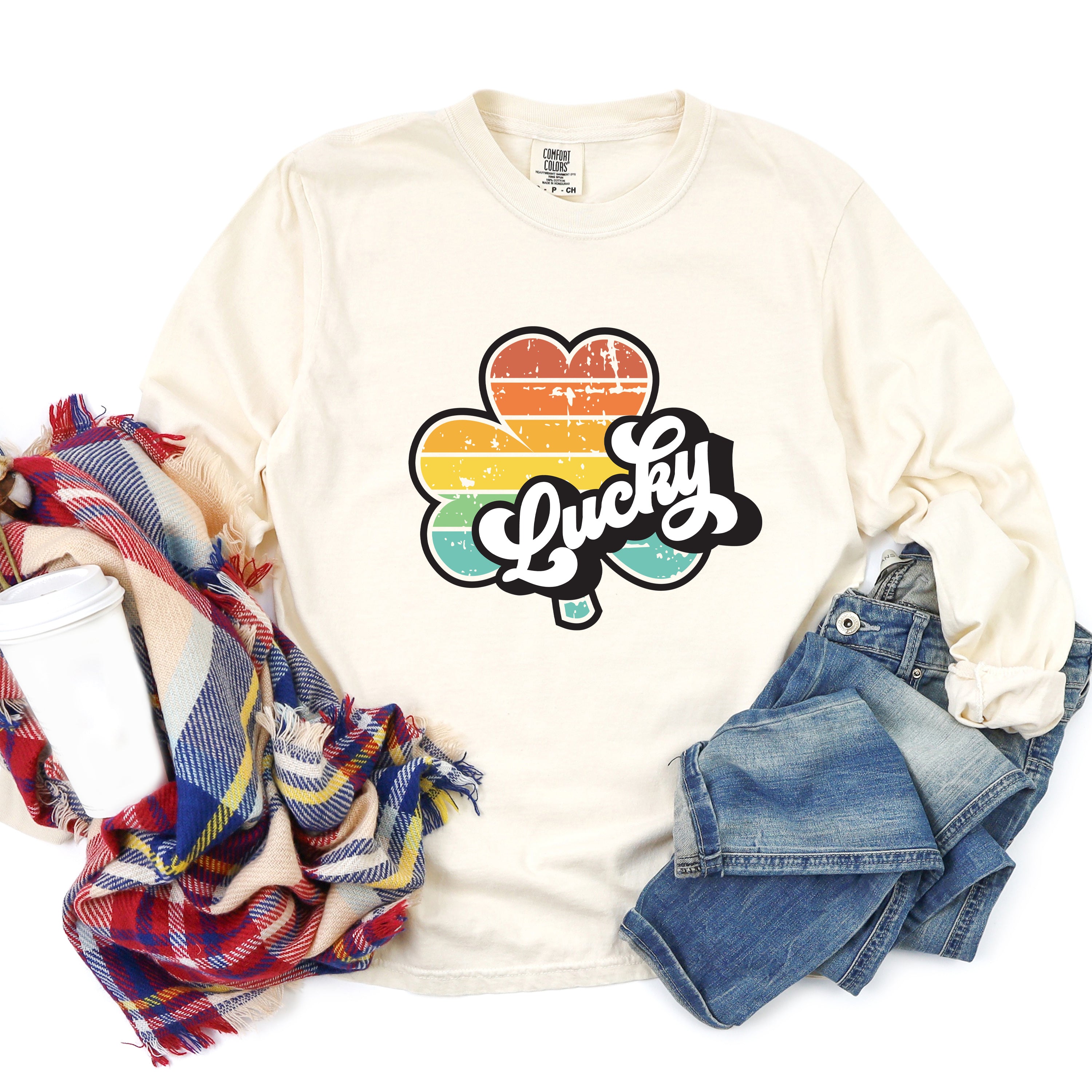 Retro Lucky Colorful | Garment Dyed Long Sleeve