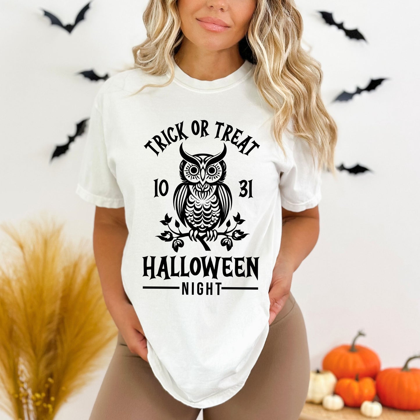 Trick Or Treat Owl | Garment Dyed Short Sleeve Tee