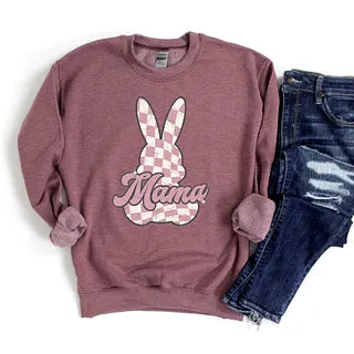Checkered Bunny Mama | Sweatshirt