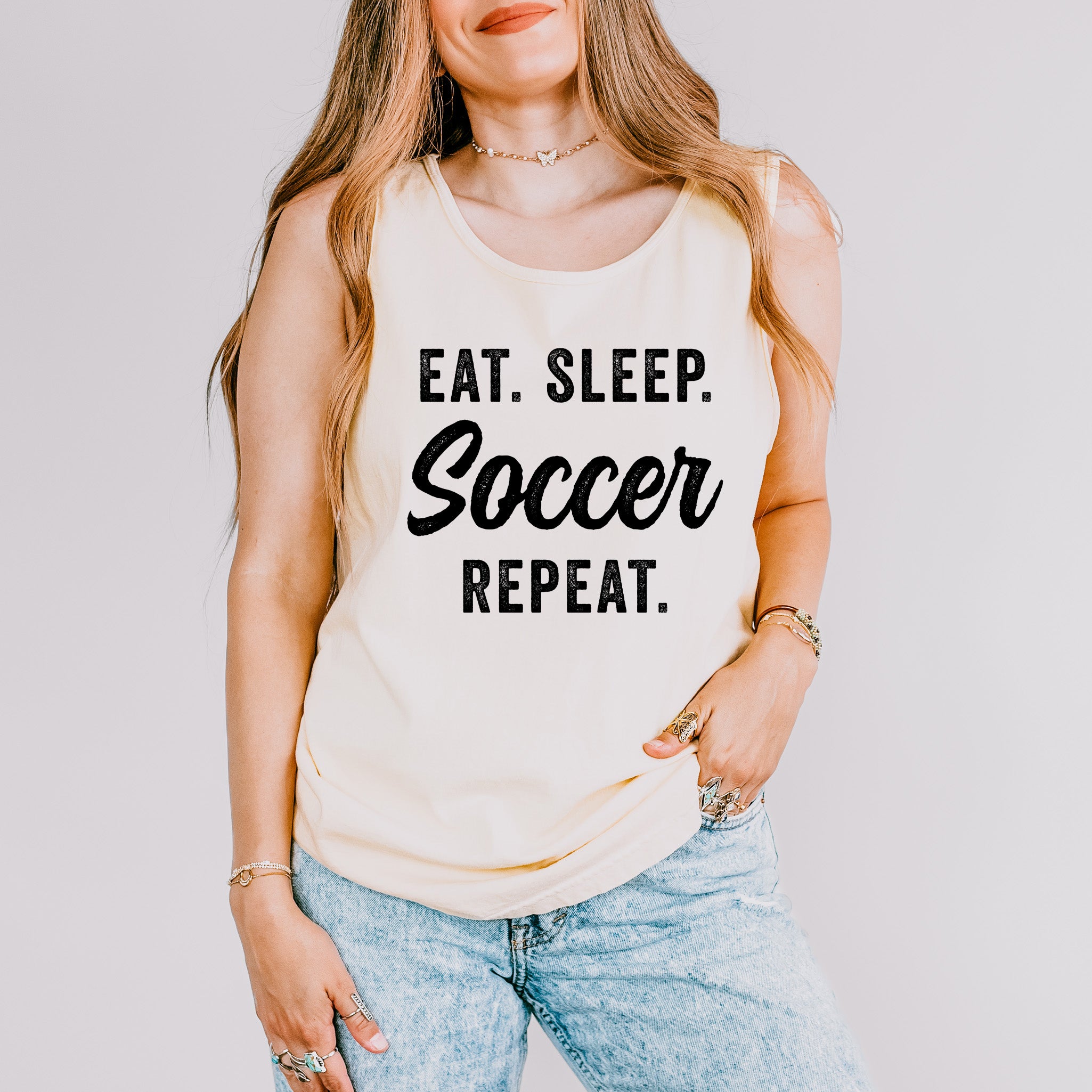 Eat Sleep Soccer Repeat | Garment Dyed Tank