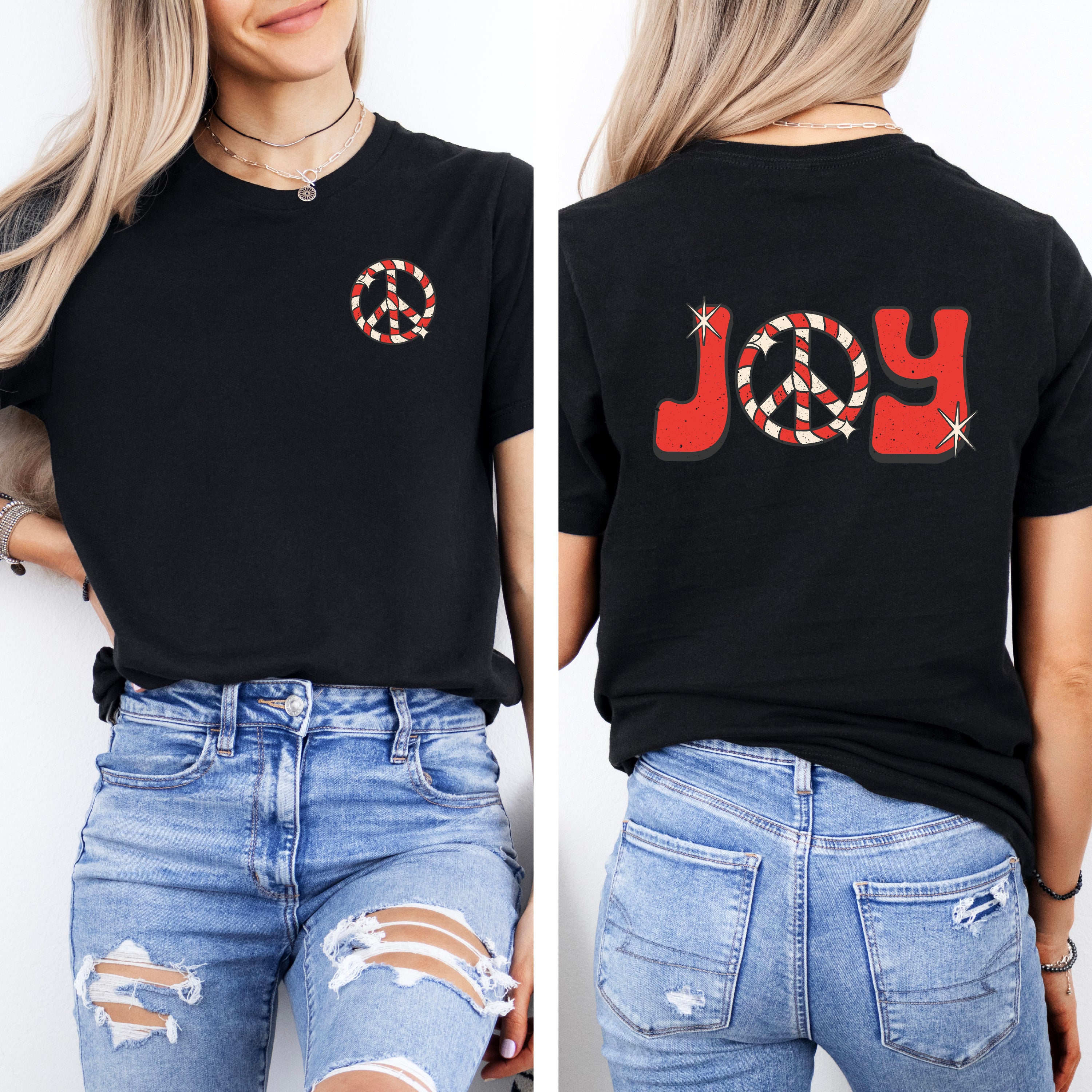 Joy Peace Sign | Front & Back Short Sleeve Graphic Tee