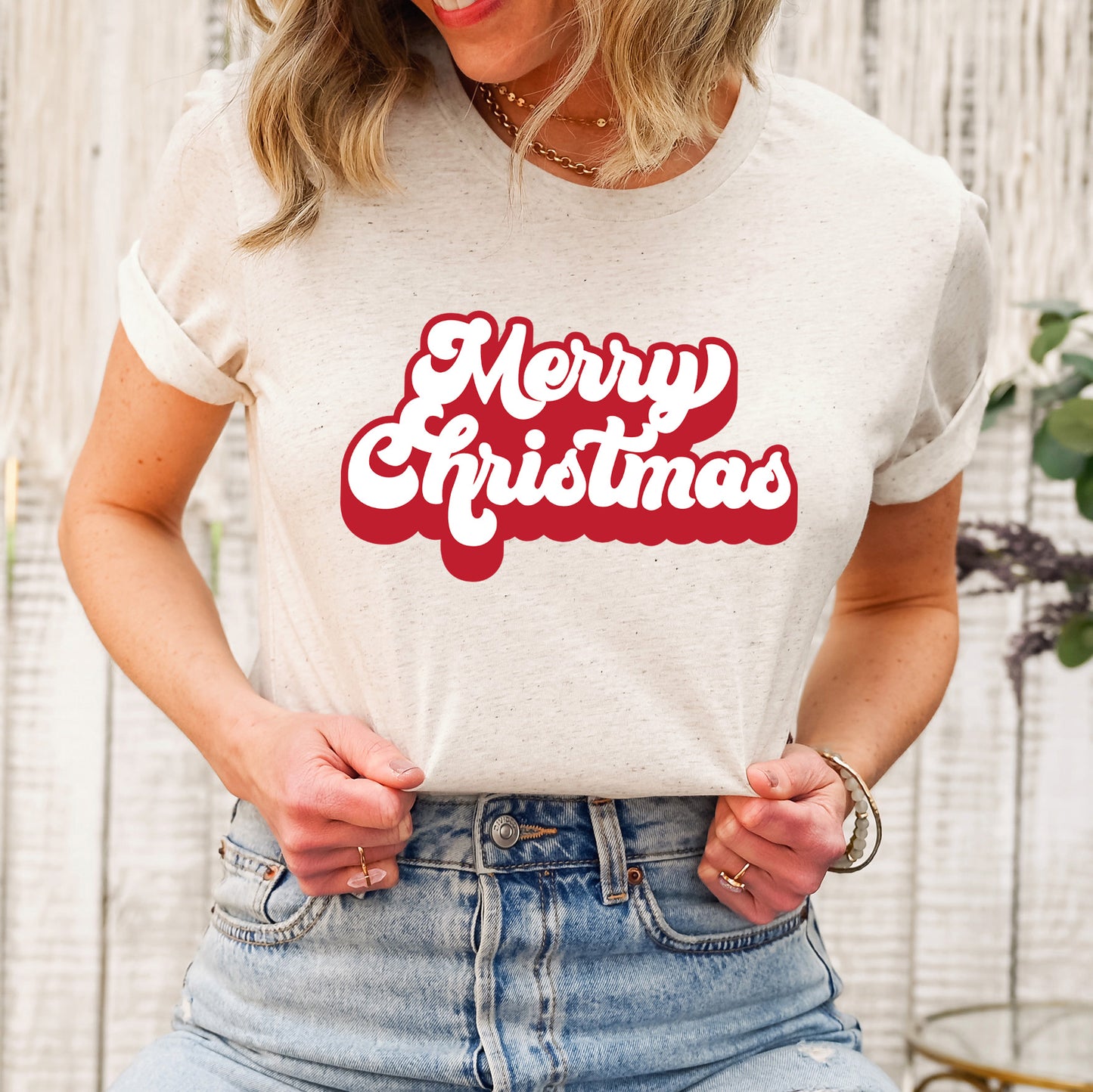 Retro Merry Christmas | Short Sleeve Graphic Tee