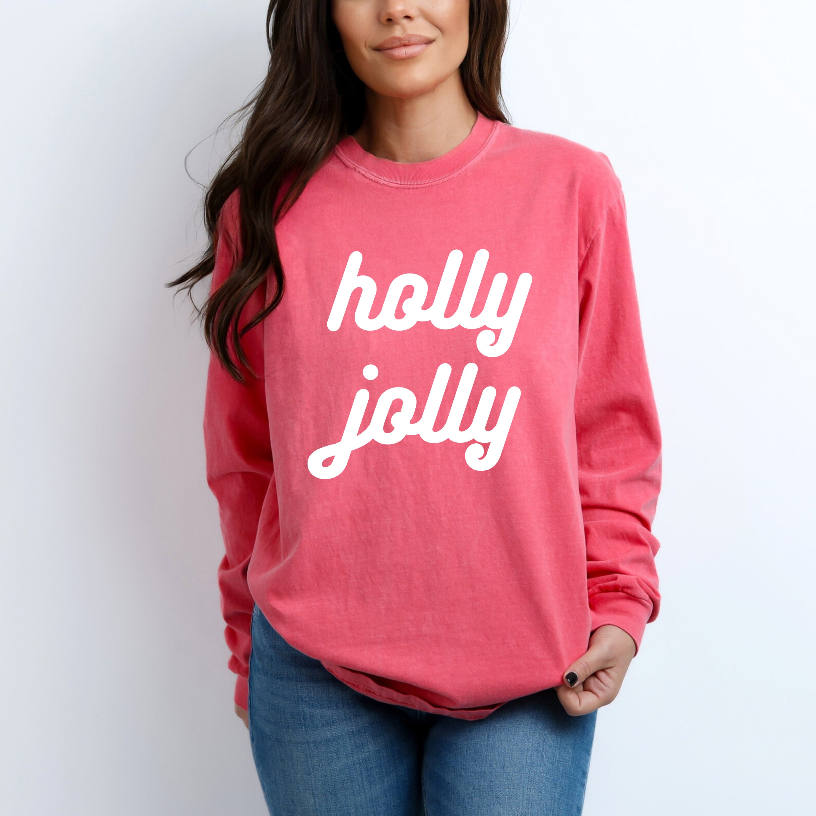 Holly Jolly Bold Cursive | Garment Dyed Long Sleeve