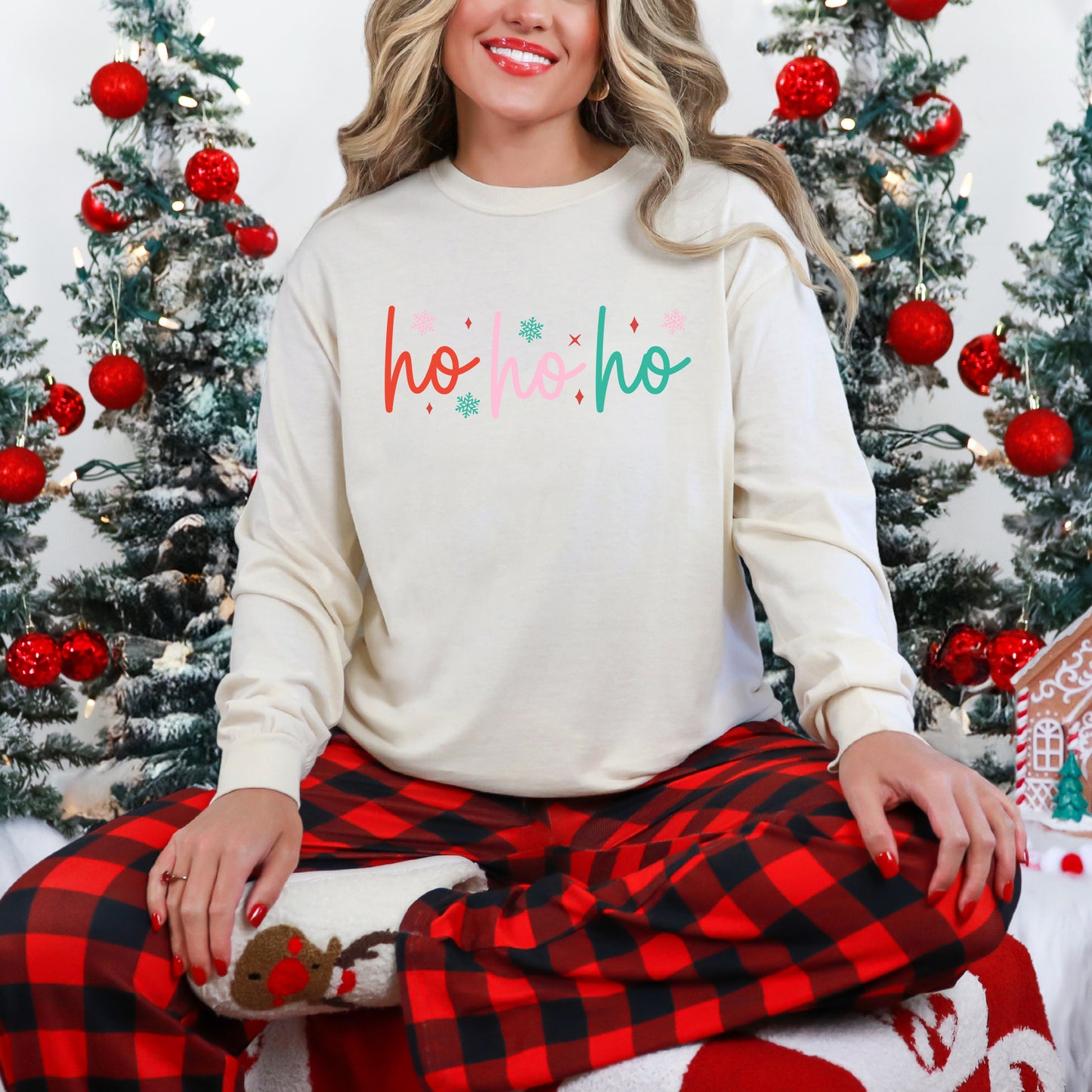 Ho Ho Ho Colorful | Garment Dyed Long Sleeve