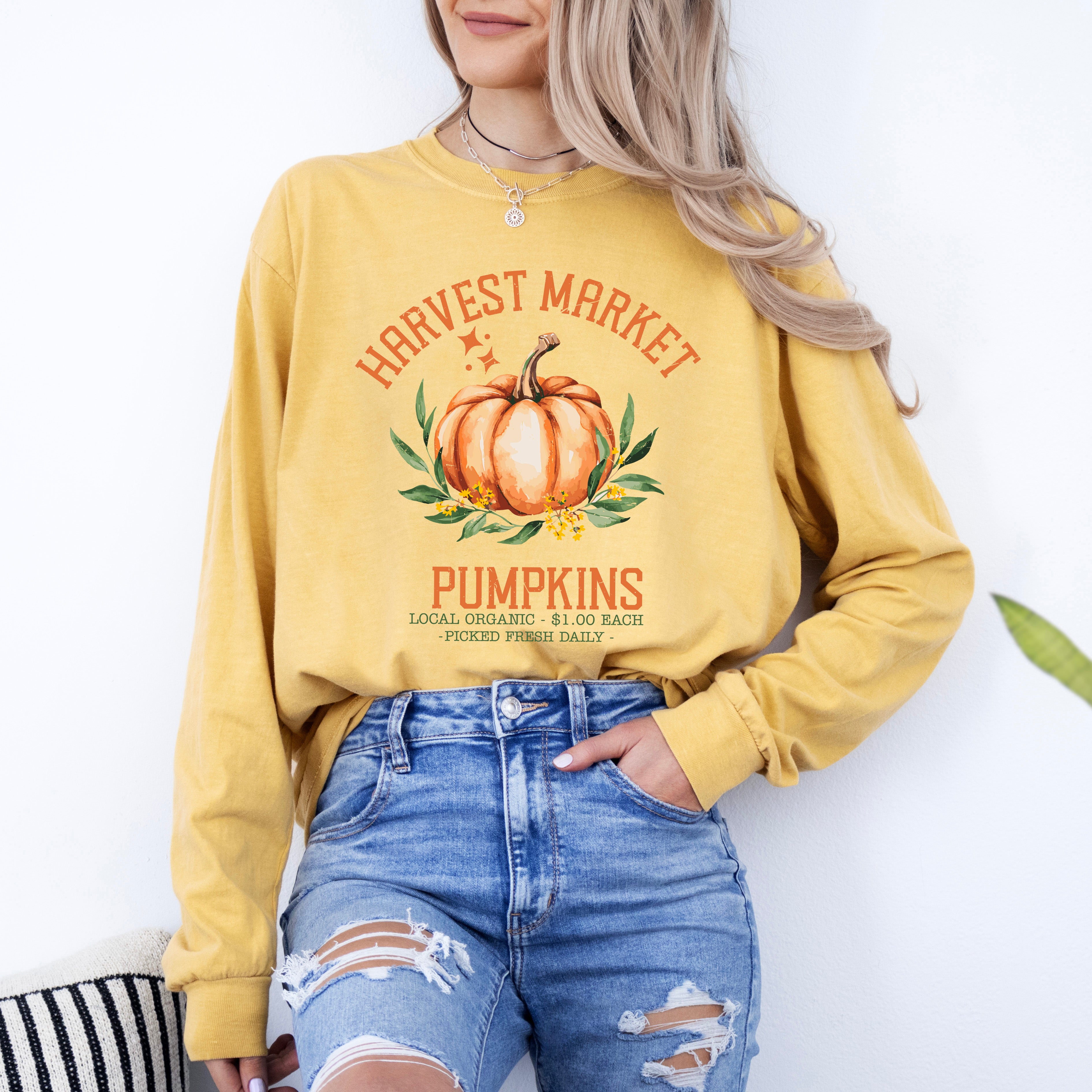 Harvest Market Pumpkin | Garment Dyed Long Sleeve