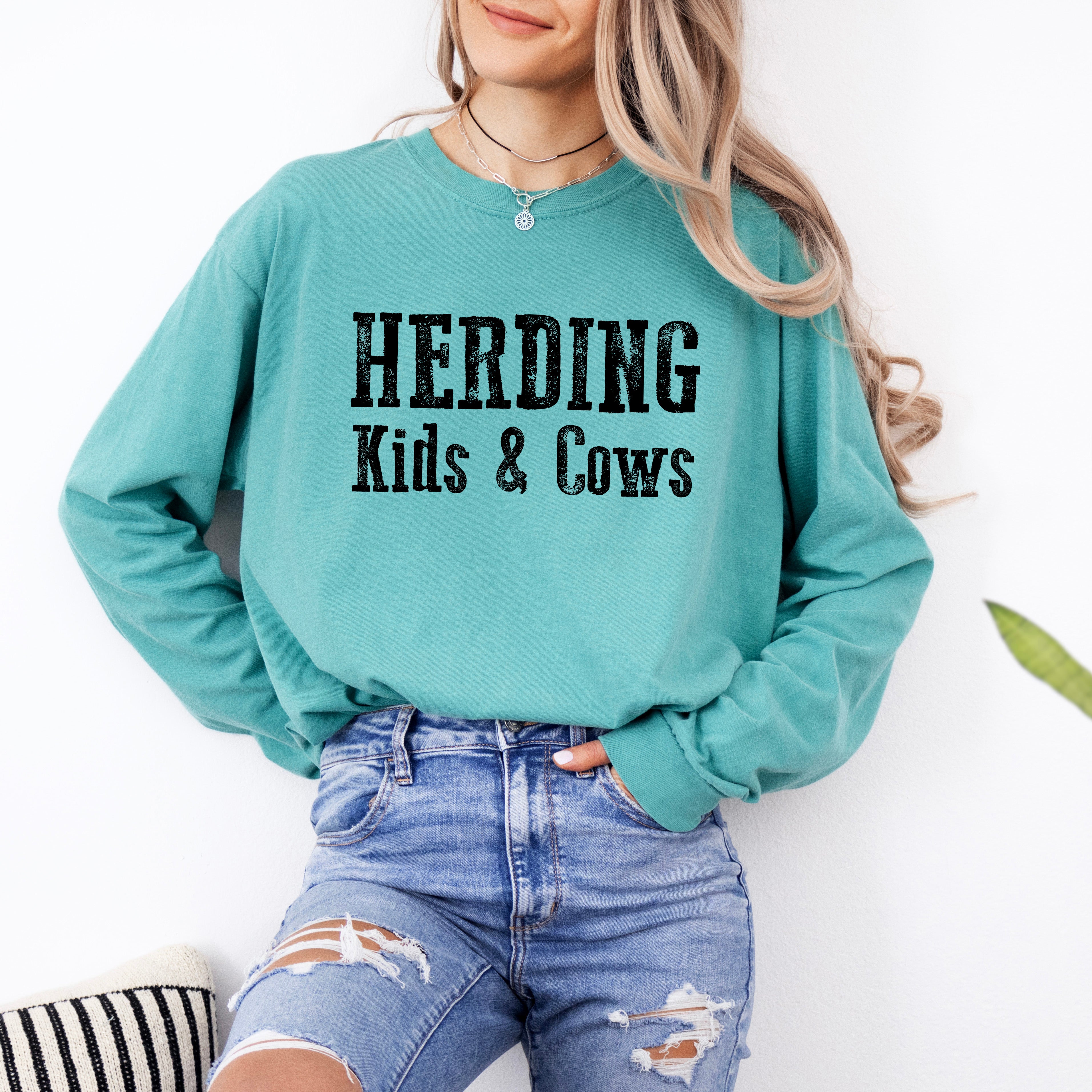 Herding Kids And Cows | Garment Dyed Long Sleeve