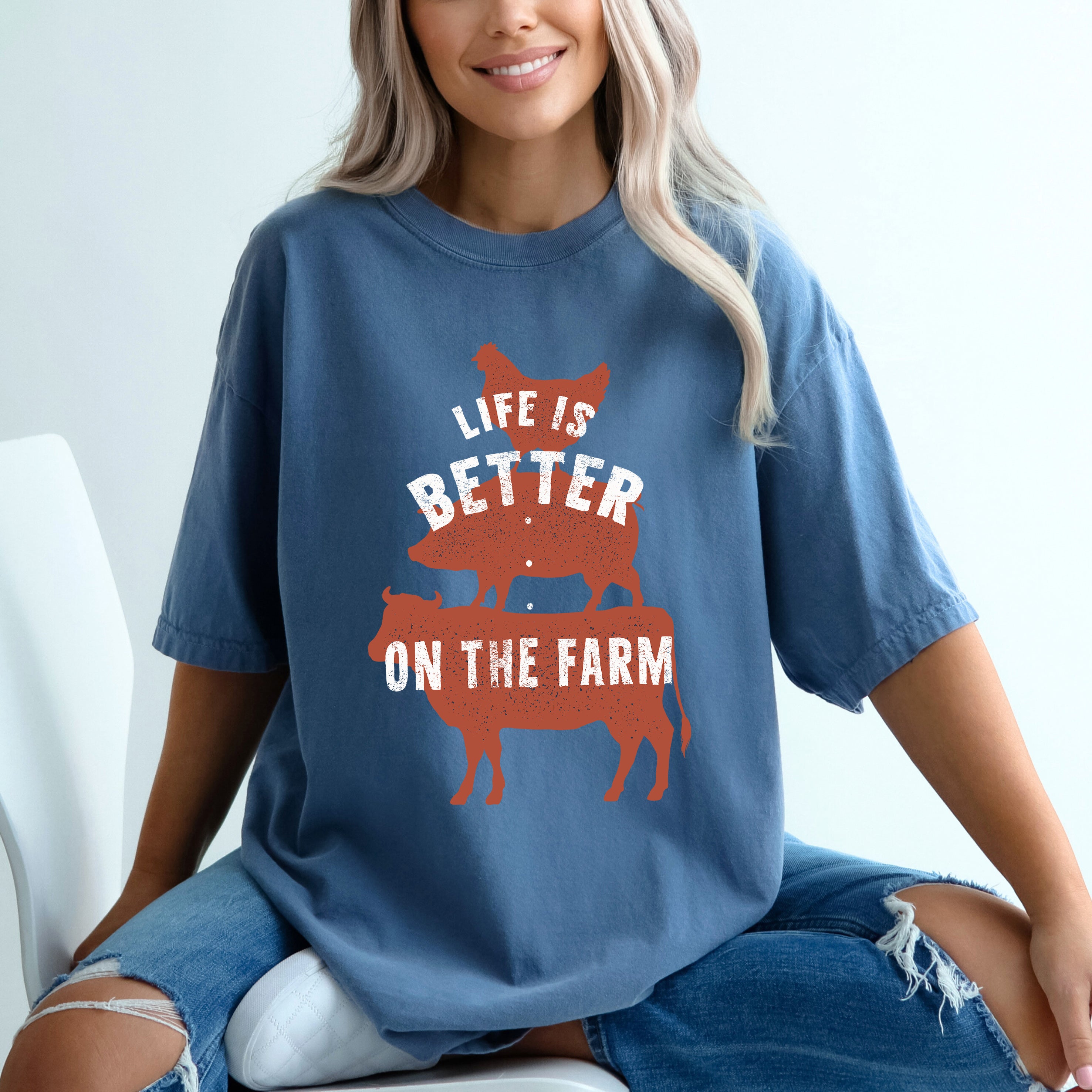 Life Is Better On The Farm Colorful | Garment Dyed Tee
