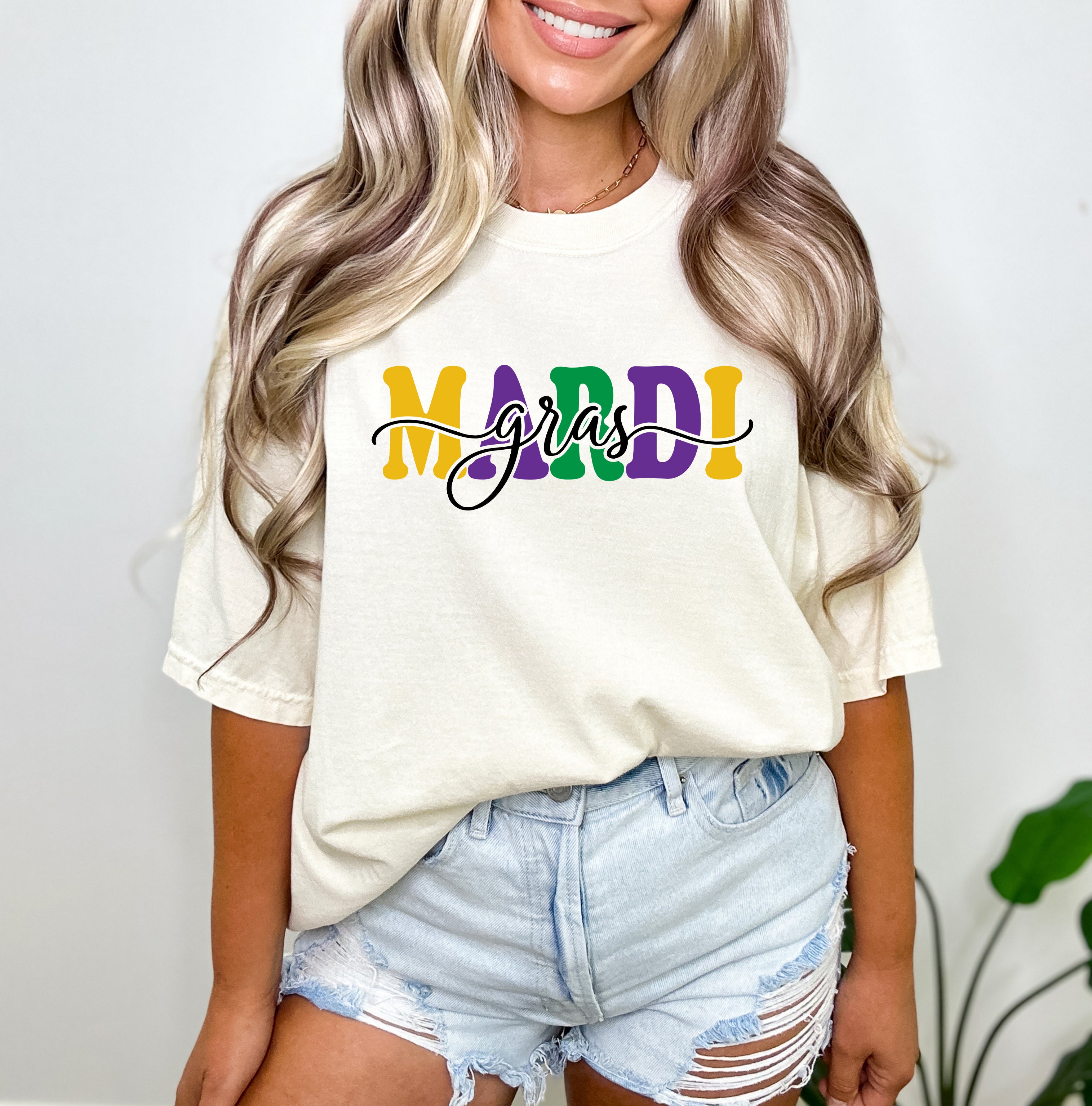 Mardi Gras Script | Garment Dyed Tee