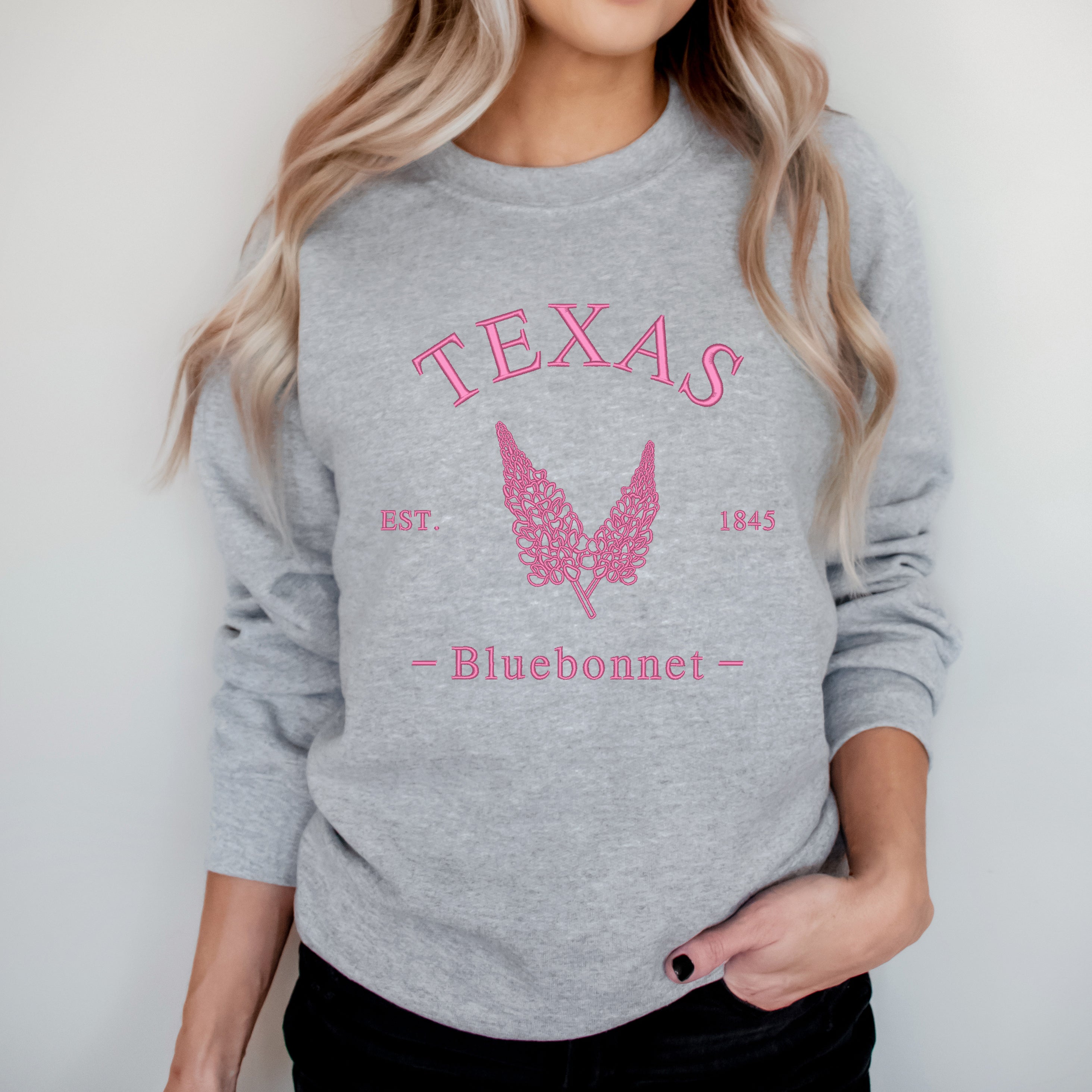 Embroidered Texas Bluebonnet Flower | Sweatshirt