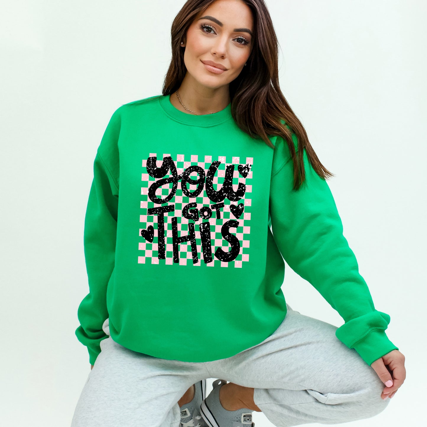 You Got This Distressed Checkered | Sweatshirt