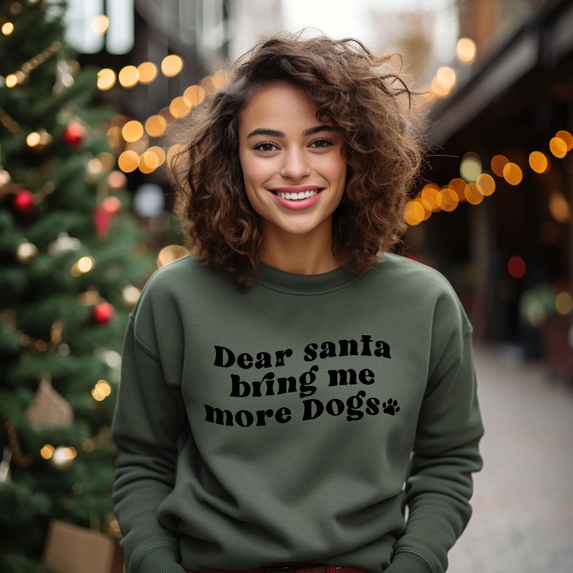 Dear Santa Bring Me More Dogs Wavy | Sweatshirt