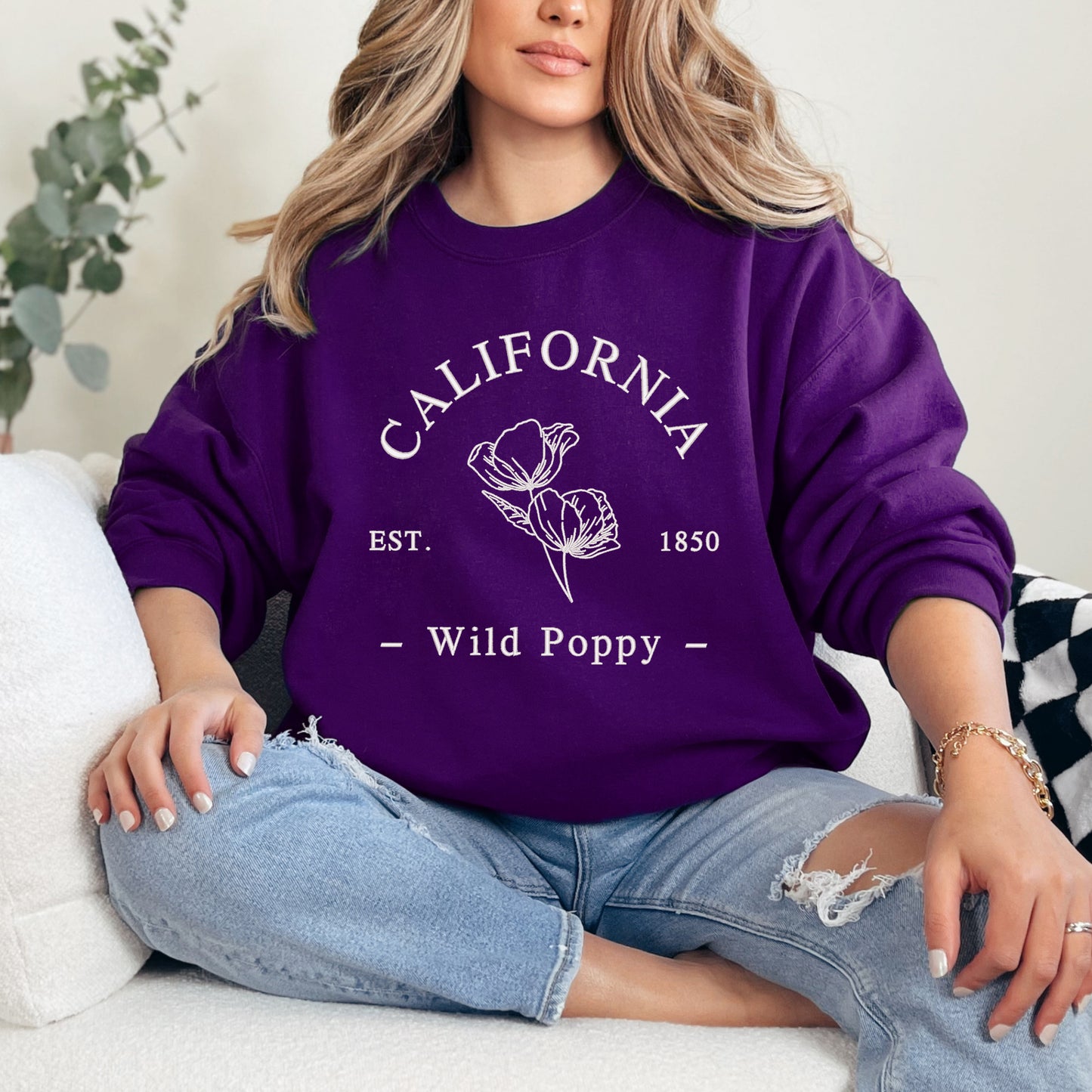 Embroidered California Flower | Sweatshirt