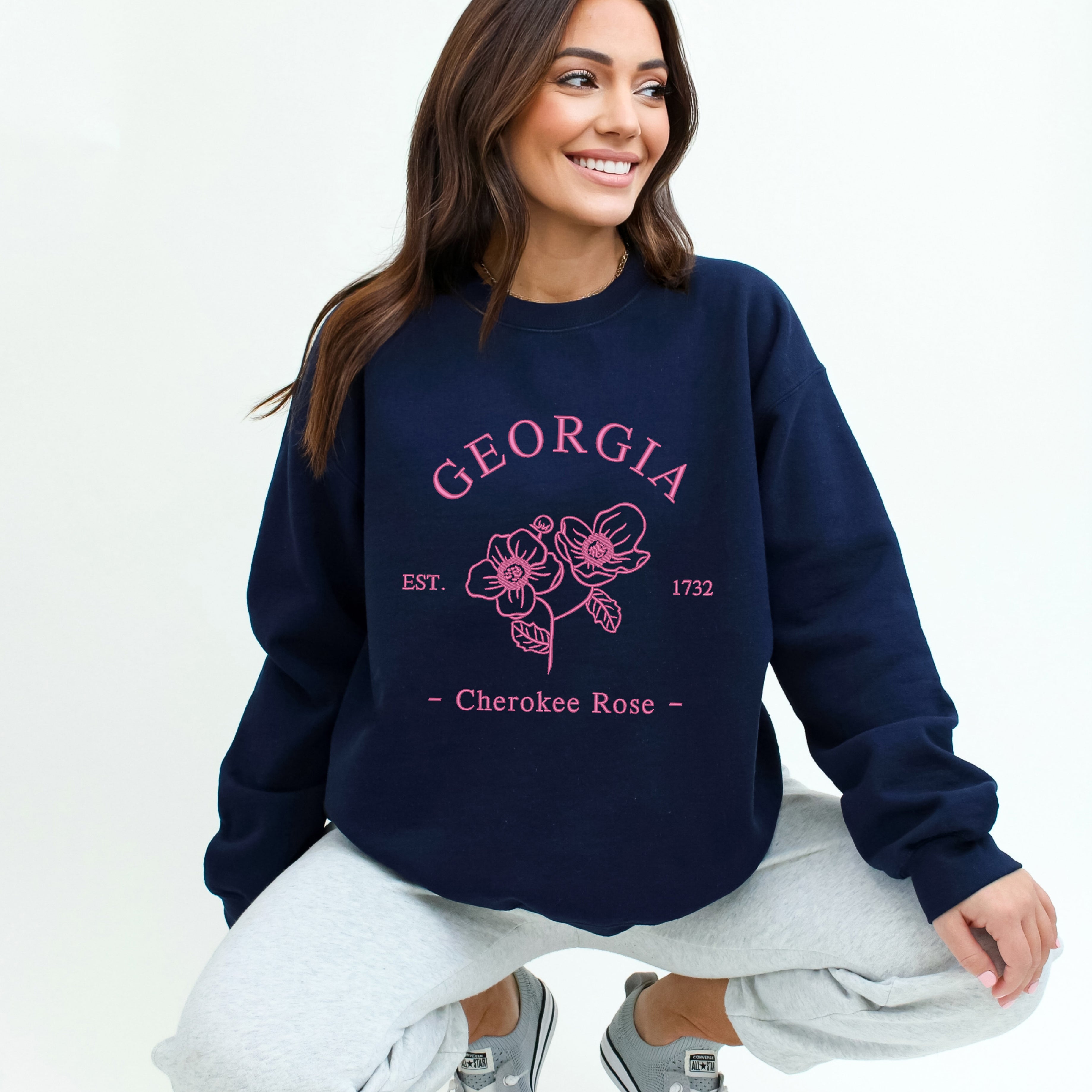 Embroidered Georgia Cherokee Rose | Sweatshirt