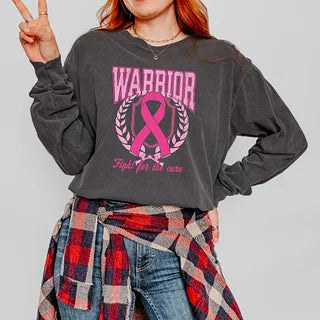 Pink Ribbon Warrior | Garment Dyed Long Sleeve