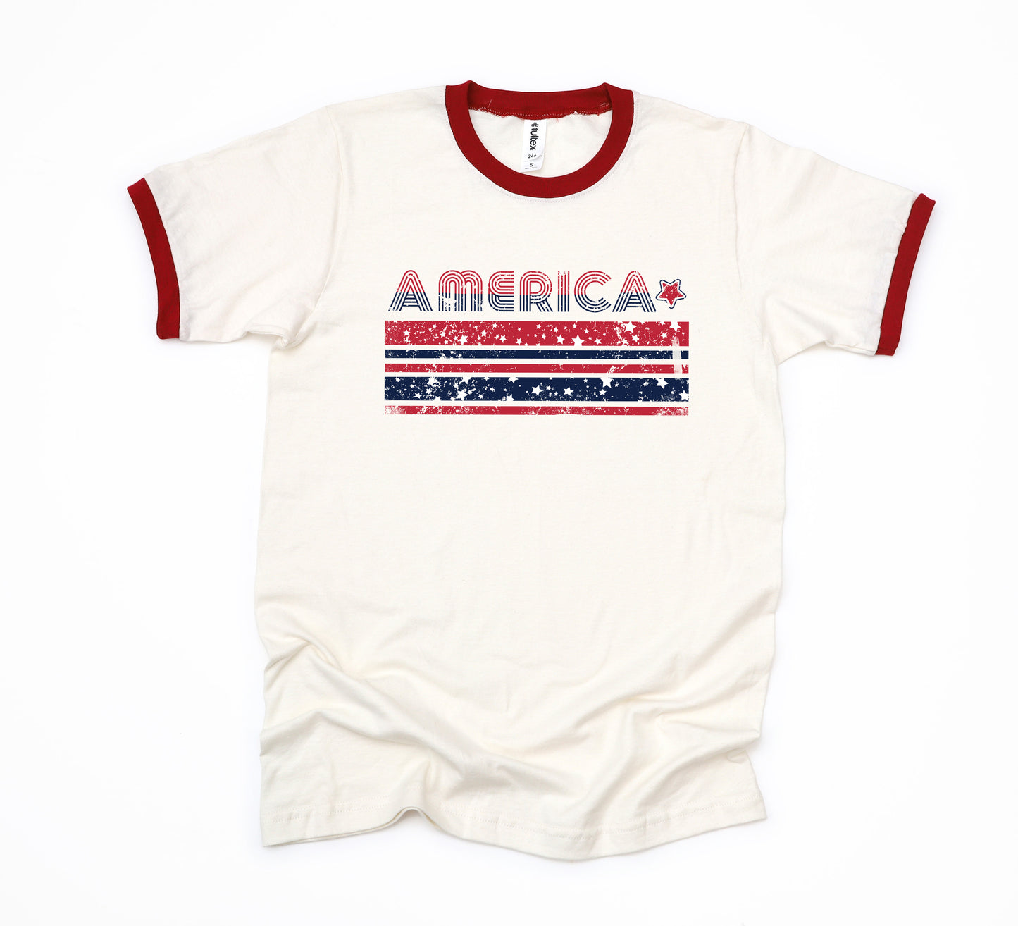America With Stars and Stripes | Ringer Tee