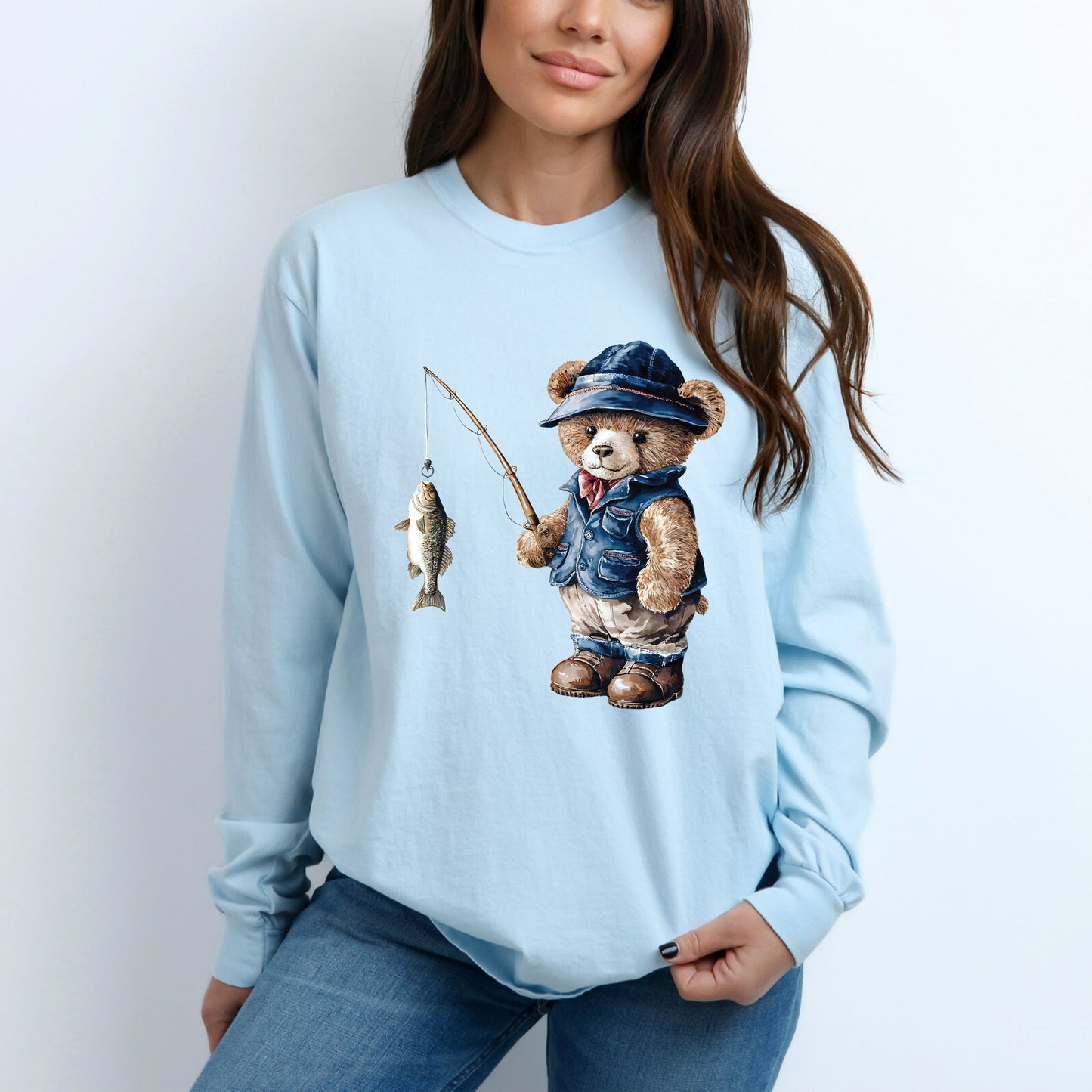 Teddy Bear Fisherman | Garment Dyed Long Sleeve