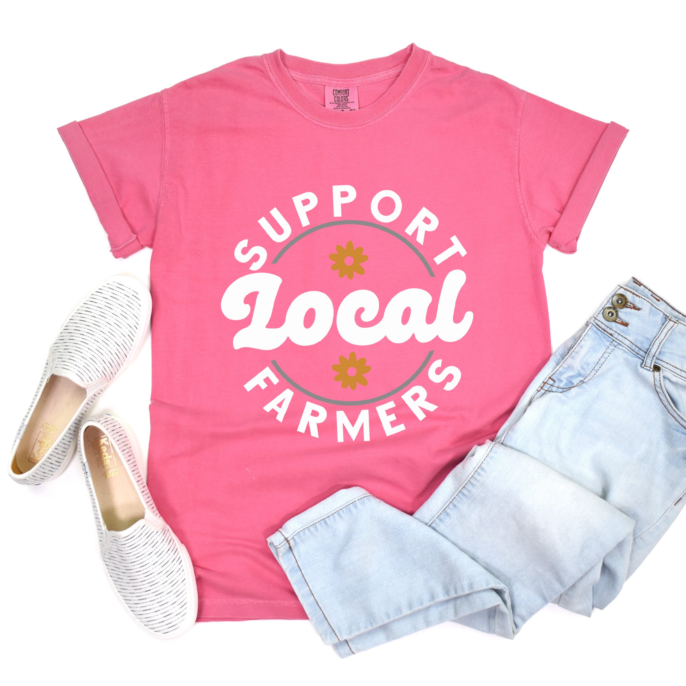 Support Local Farmers Flowers | Garment Dyed Tee