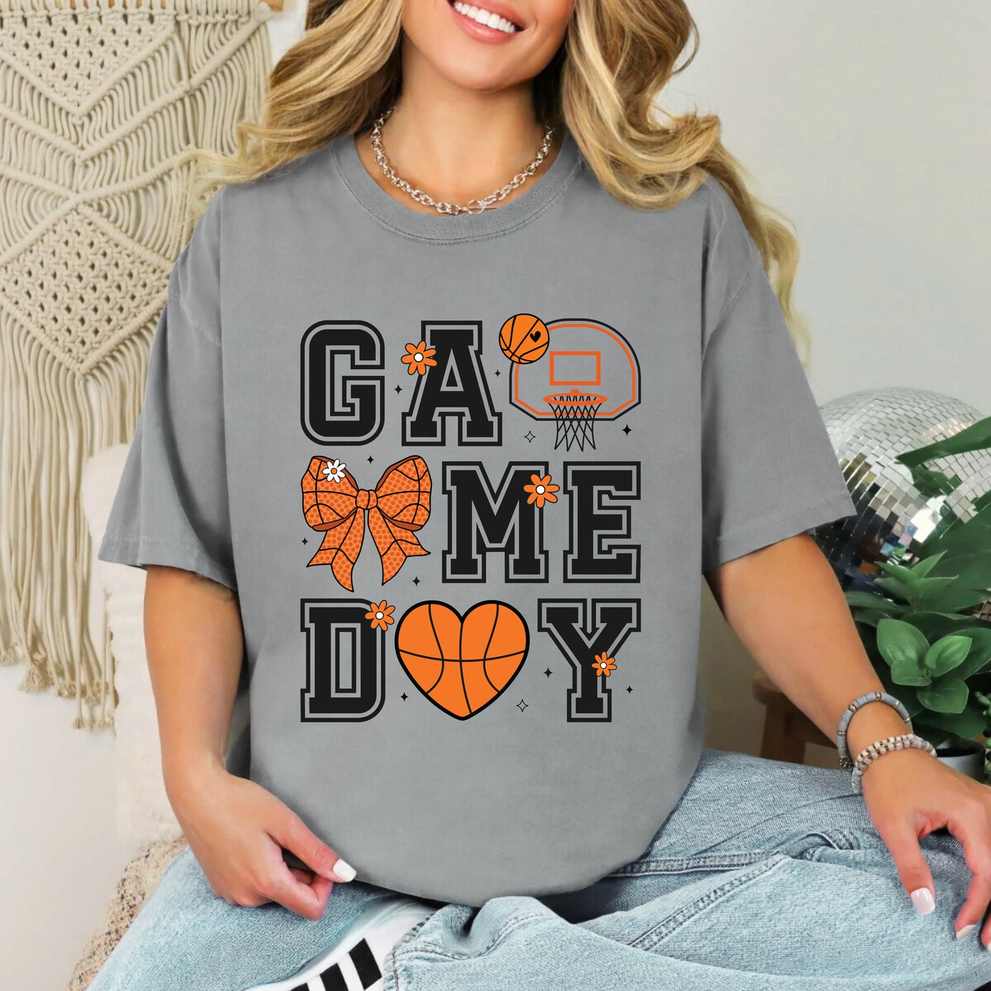Basketball Game Day Coquette | Garment Dyed Short Sleeve Tee