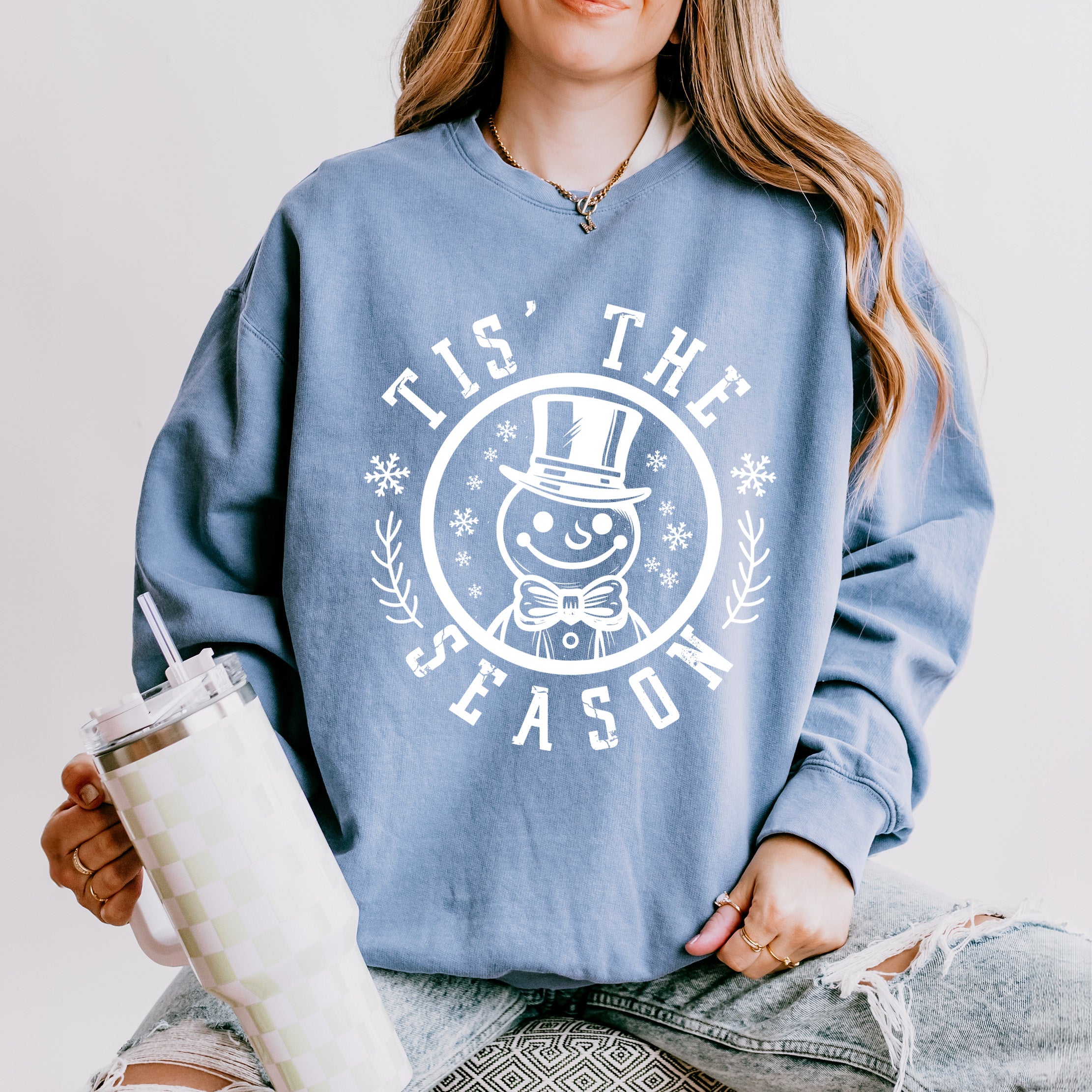 Tis The Season Distressed | Lightweight Garment Dyed Sweatshirt