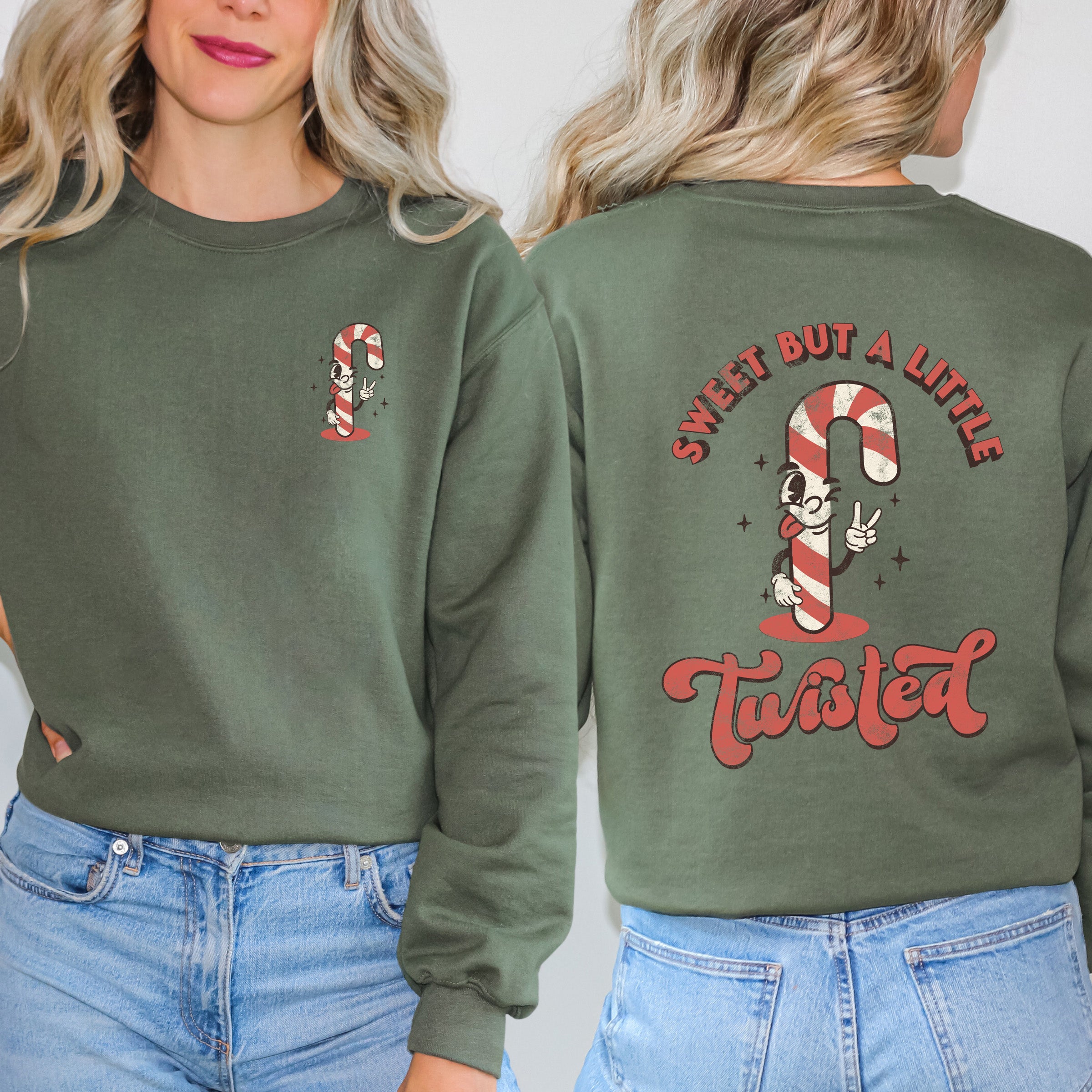A Little Twisted Candy Cane | Front & Back Sweatshirt