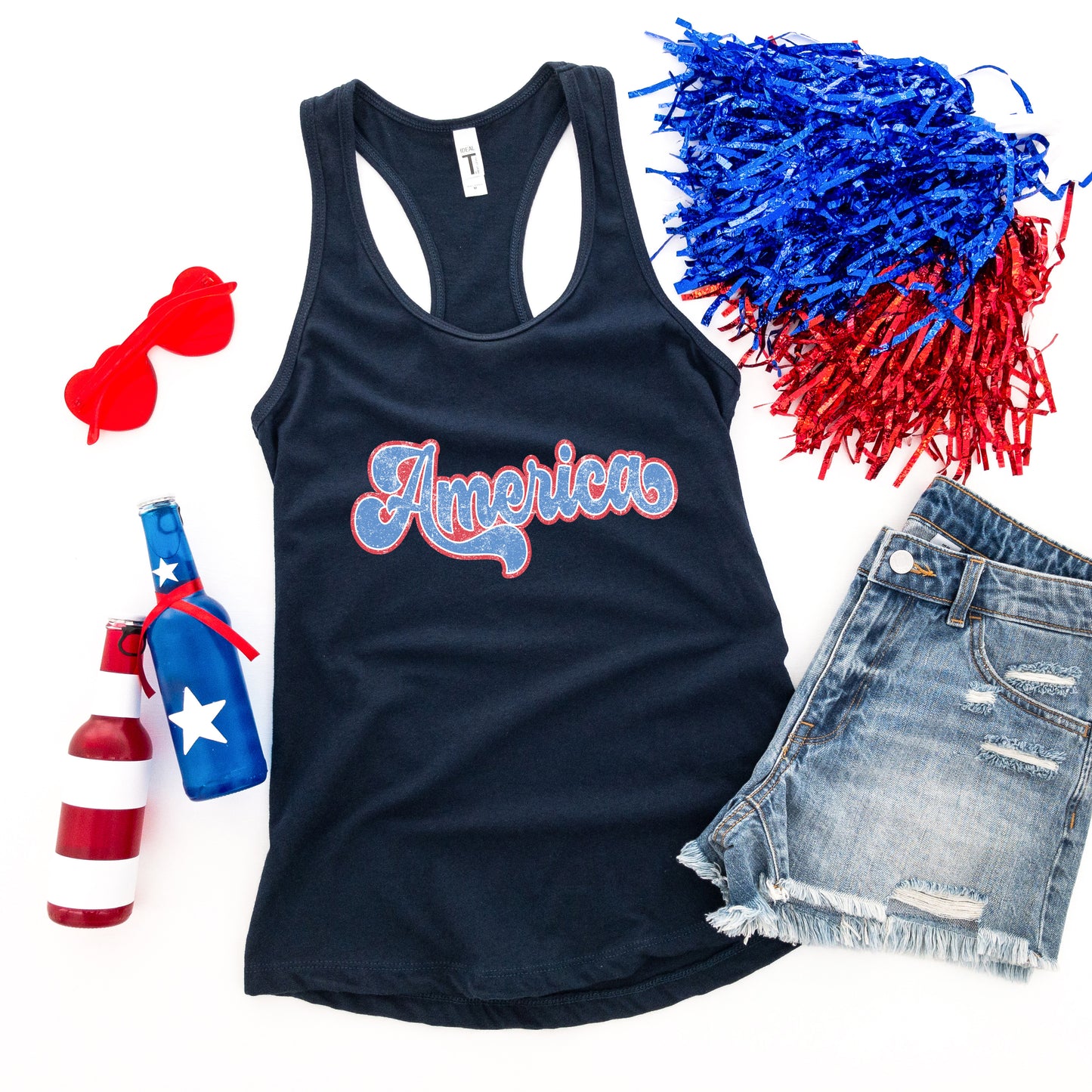 Grunge America Cursive | Racerback Tank