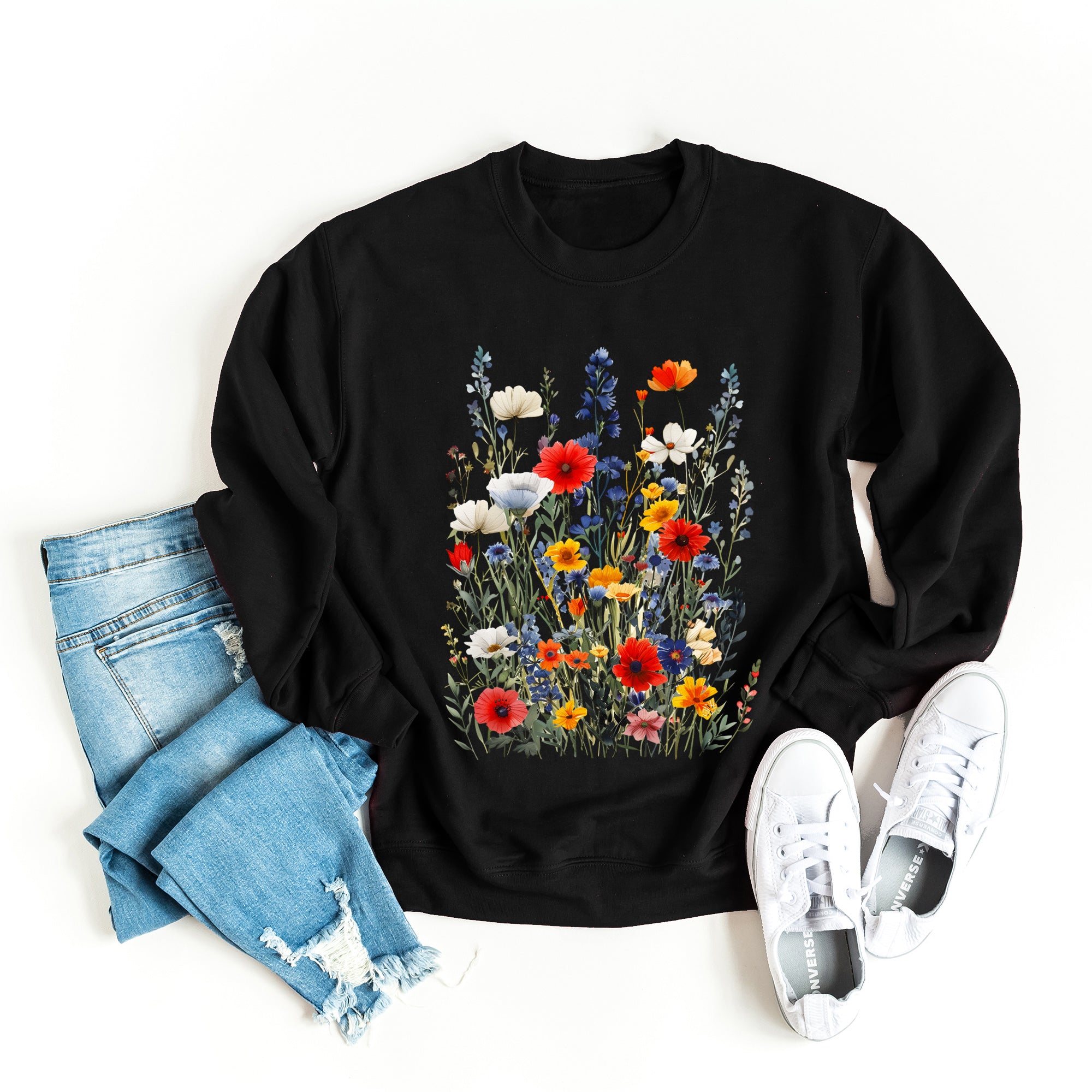Blue And Red Wildflowers | Sweatshirt