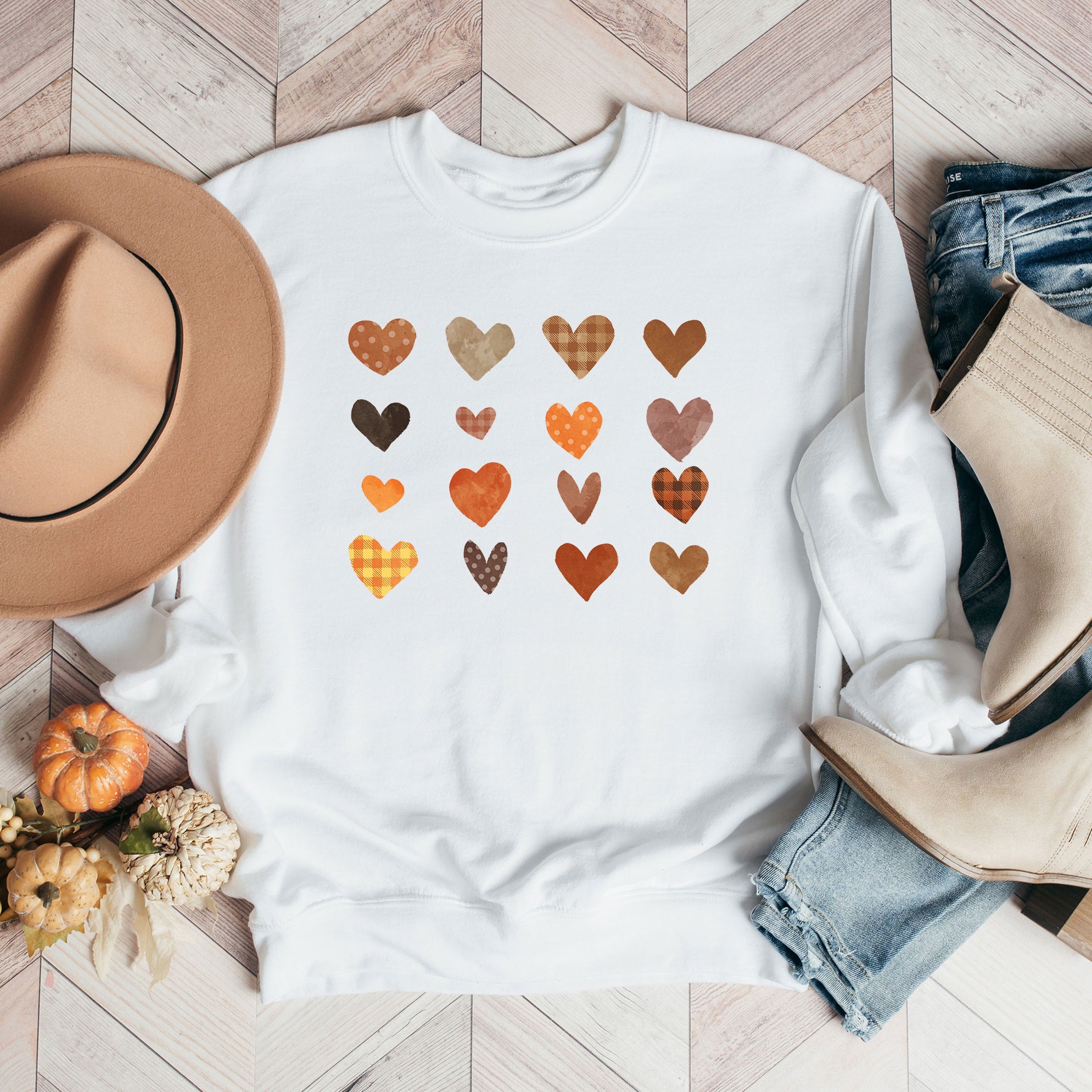 Fall Plaid Hearts | Sweatshirt