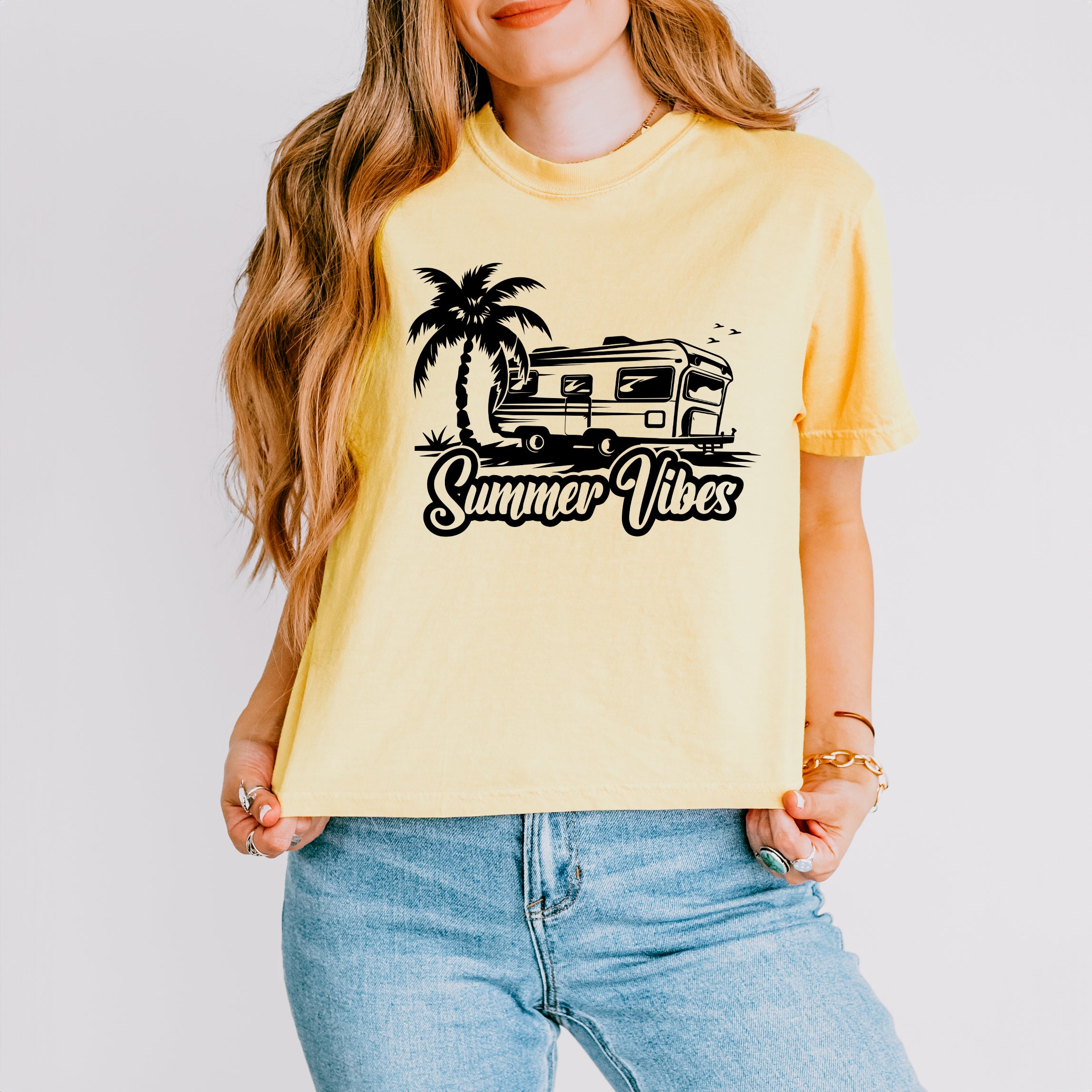 Summer Vibes Camper | Relaxed Fit Cropped Tee