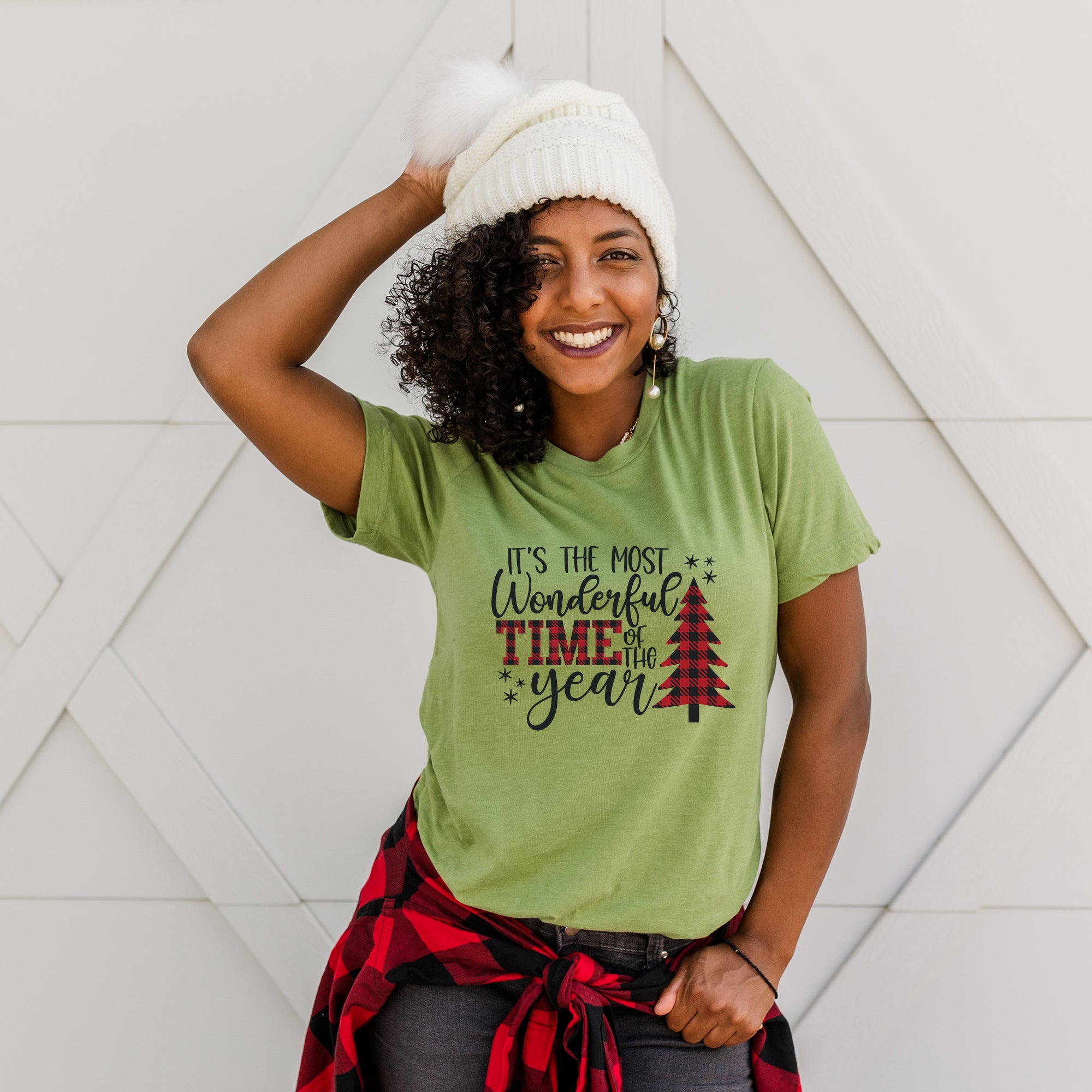 It's The Most Wonderful Time Of The Year Plaid | Short Sleeve Crew Neck