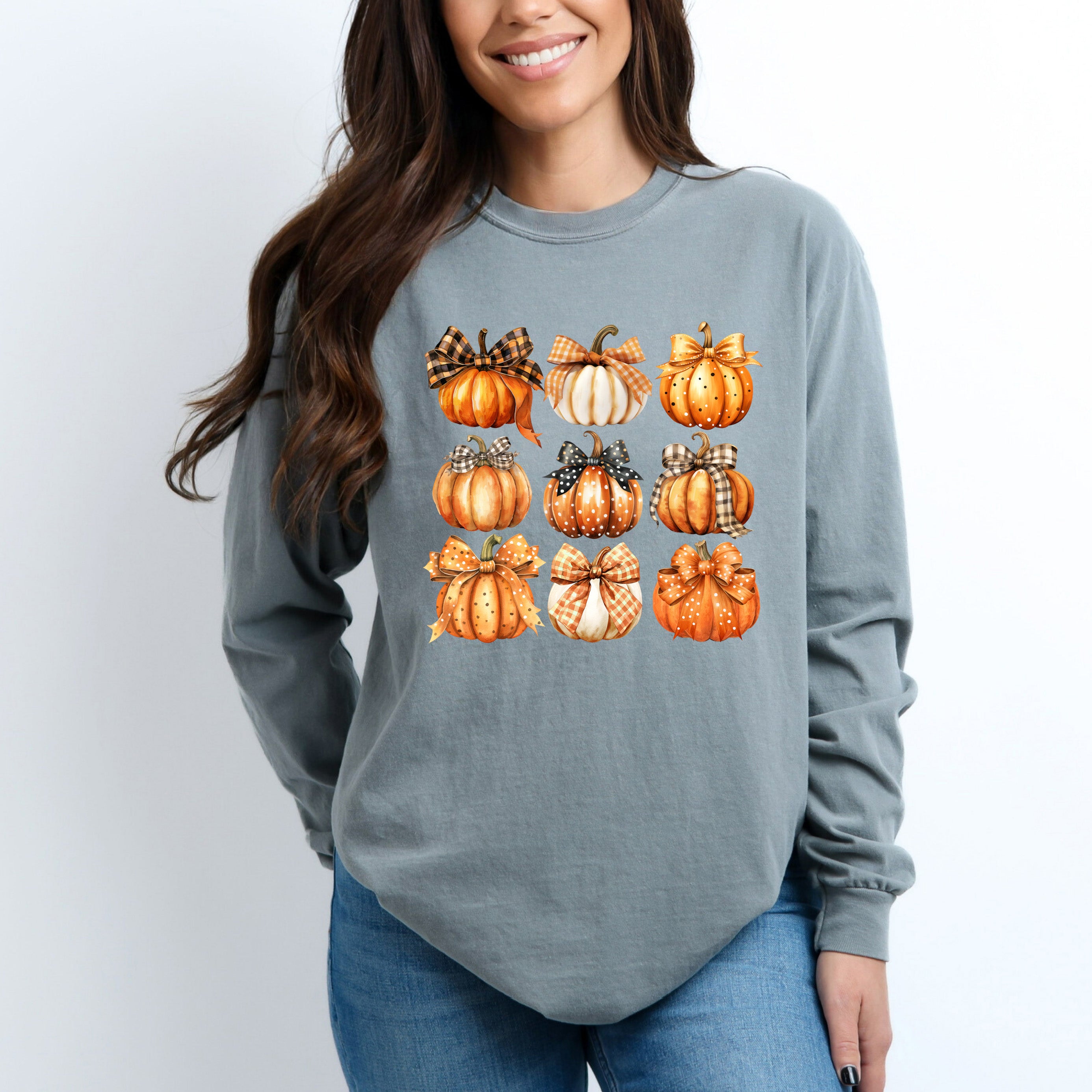 Coquette Fall Pumpkin Chart | Garment Dyed Long Sleeve