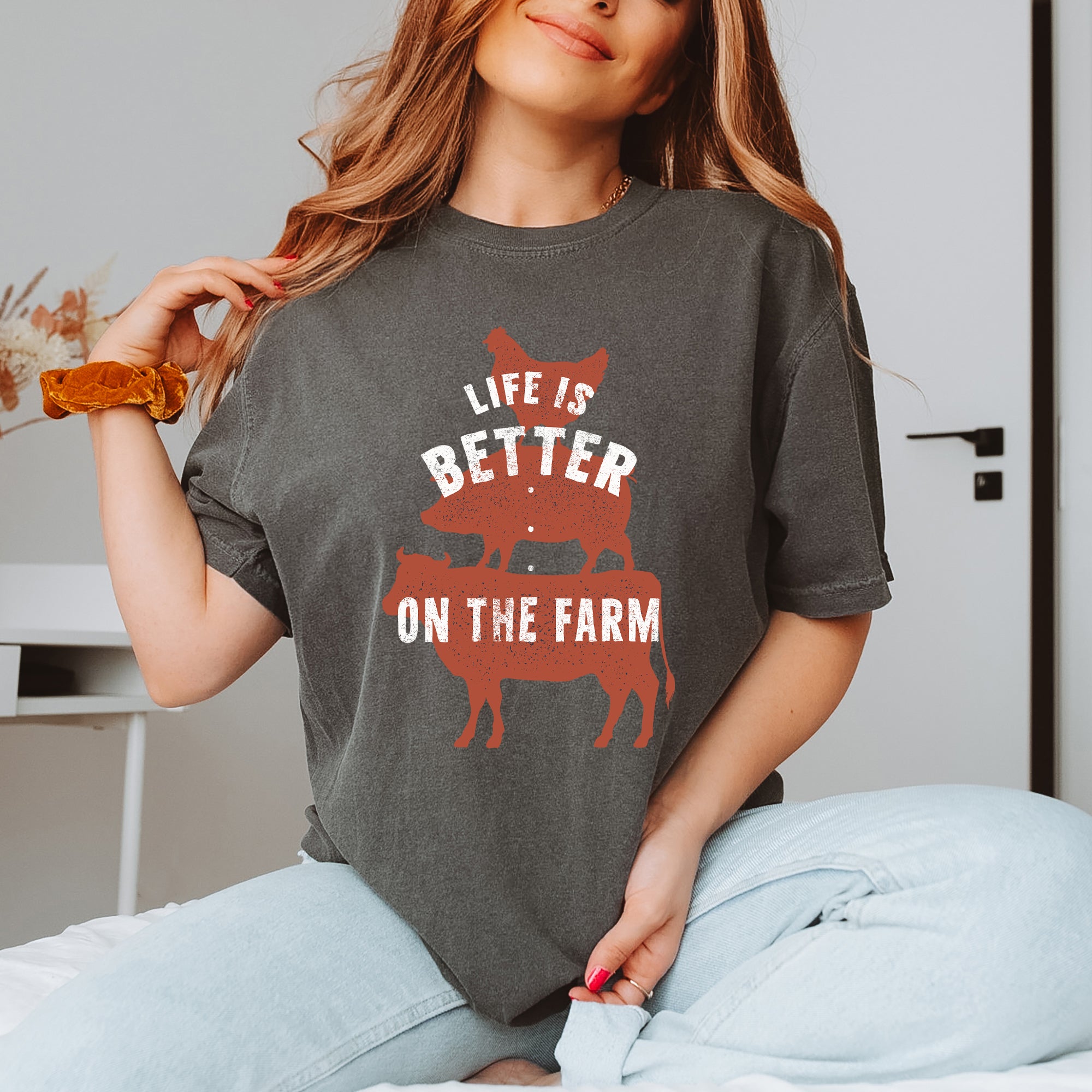 Life Is Better On The Farm Colorful | Garment Dyed Tee
