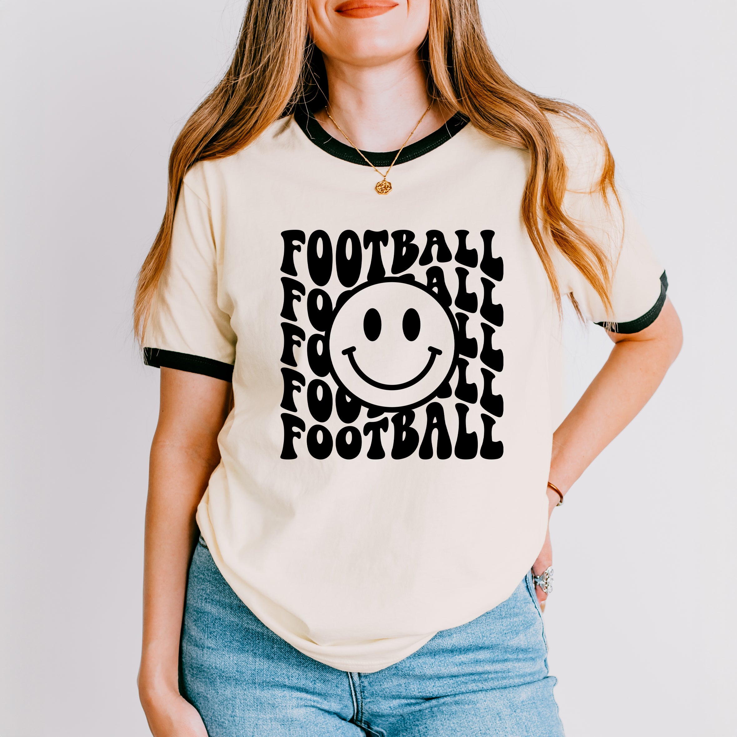 Football Smiley Face | Ringer Tee