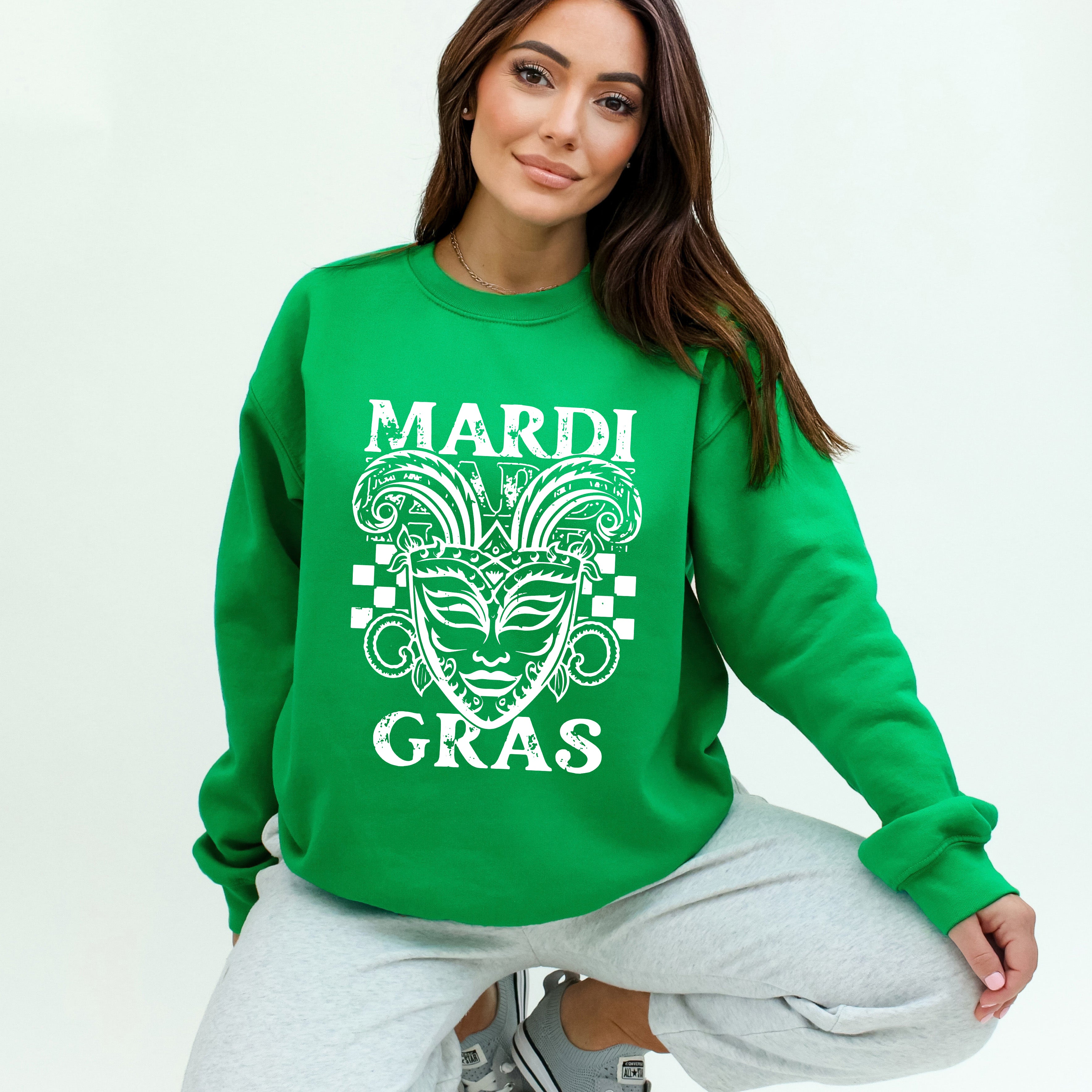 Mardi Gras Mask Distressed | Sweatshirt