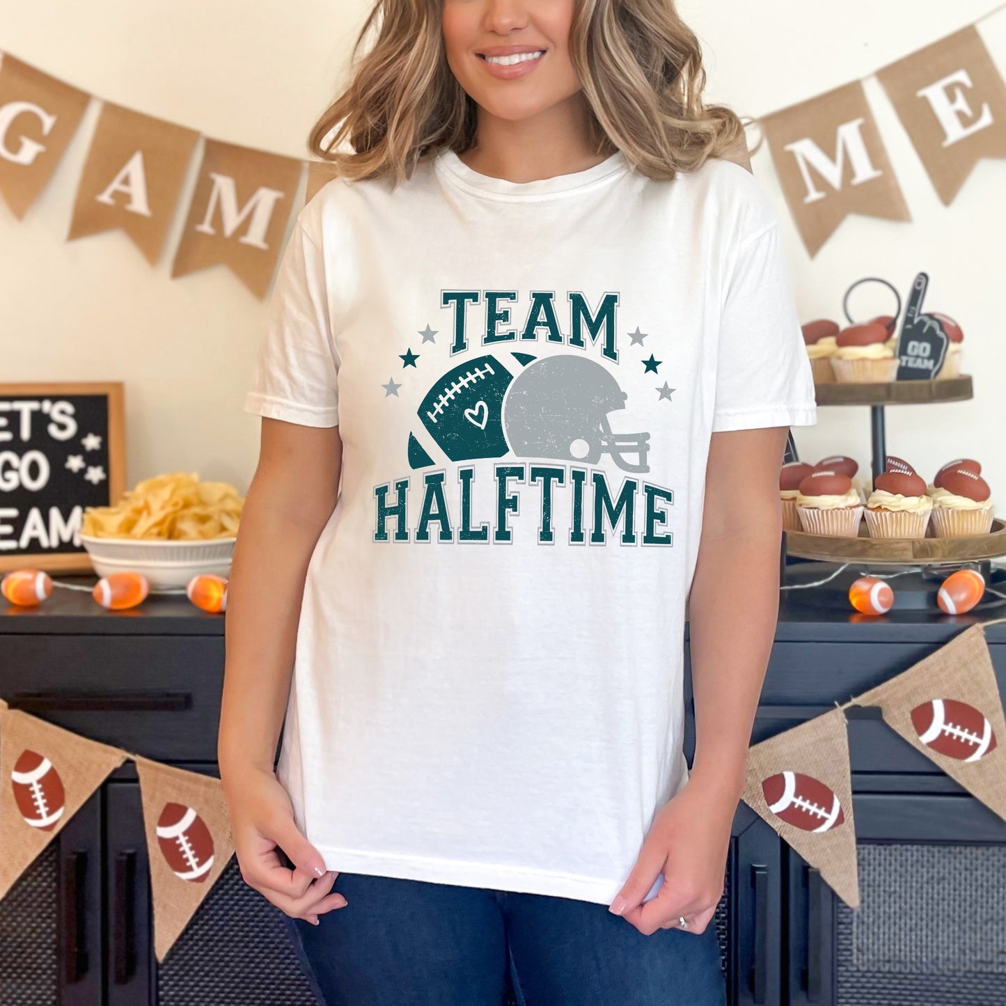 Team Halftime Distressed - Green | Garment Dyed Tee