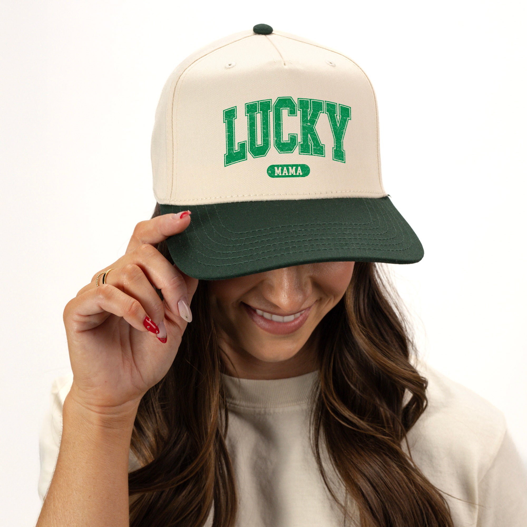 Lucky Mama Distressed | Canvas Trucker Hat