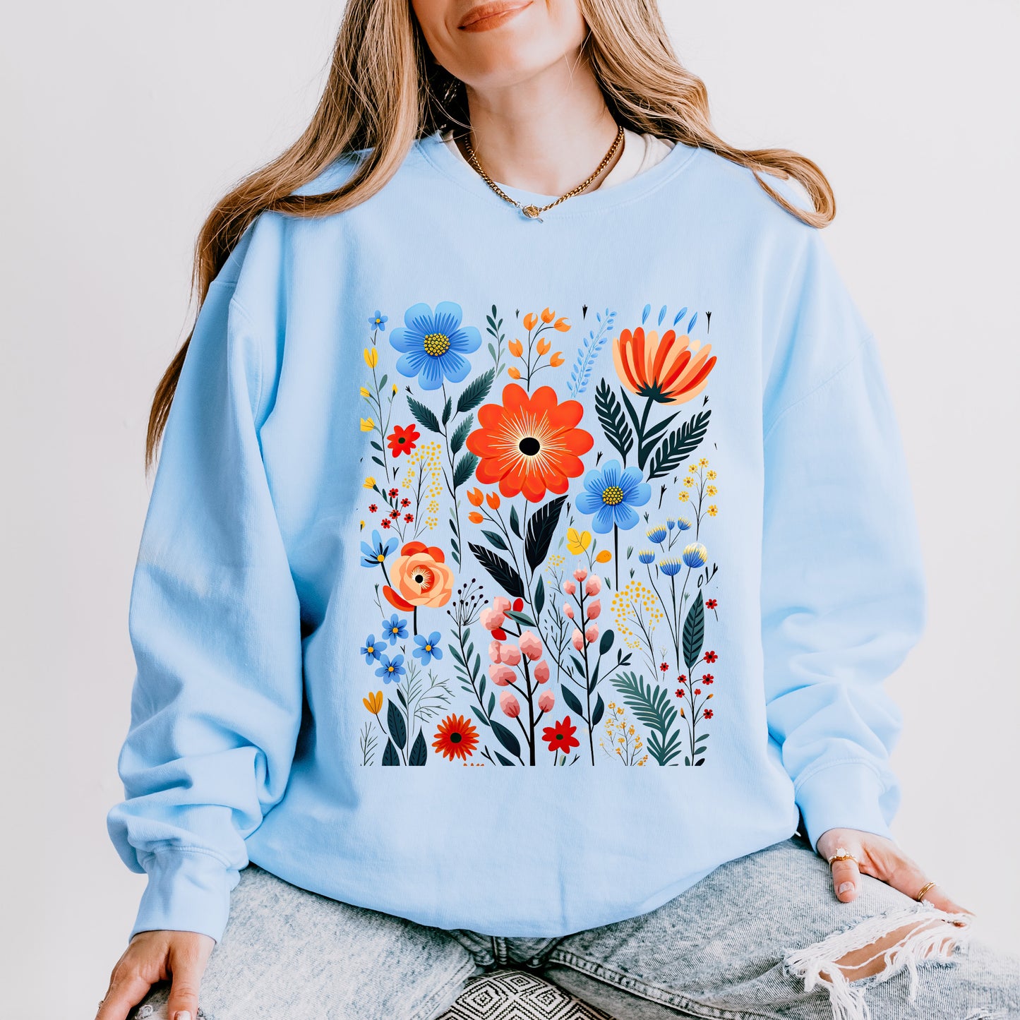 Cottagecore Floral | Lightweight Garment Dyed Sweatshirt