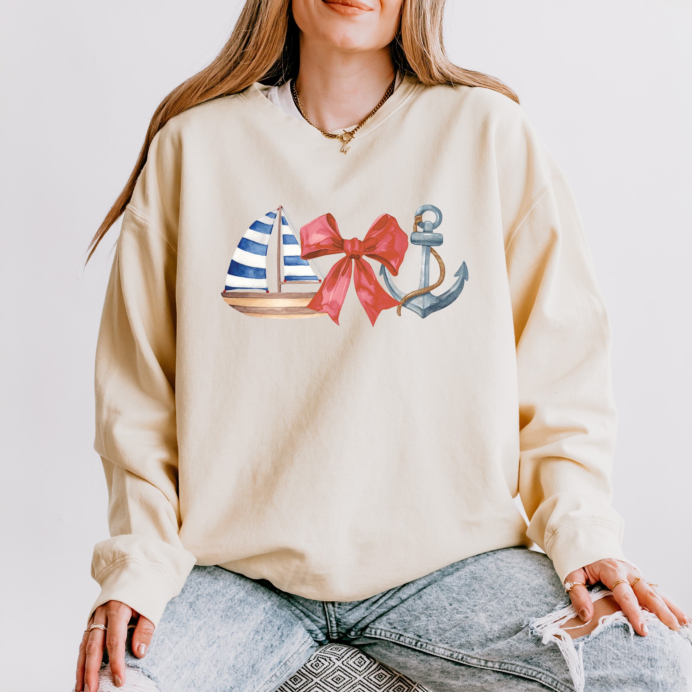 Coquette Ship Anchor | Lightweight Garment Dyed Sweatshirt