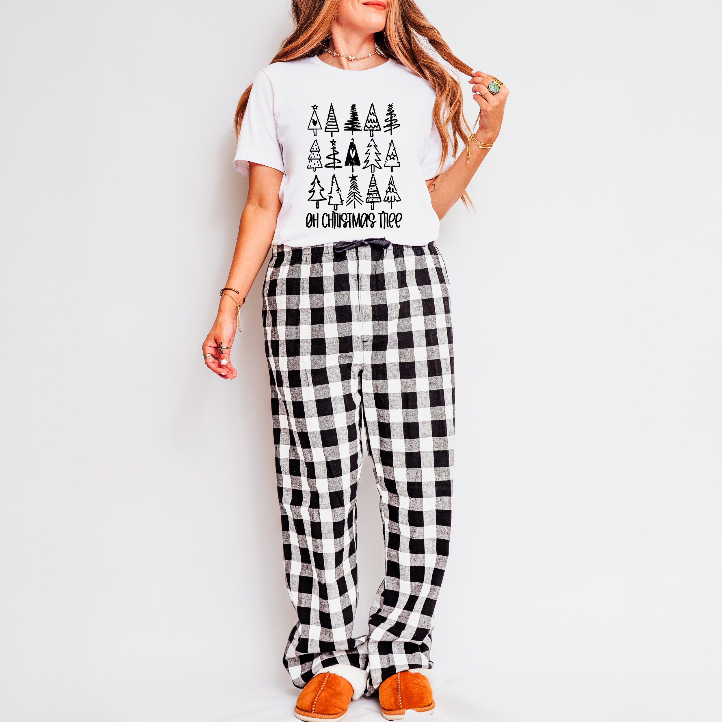 Distressed Oh Christmas Tree | Plaid Pajama Set