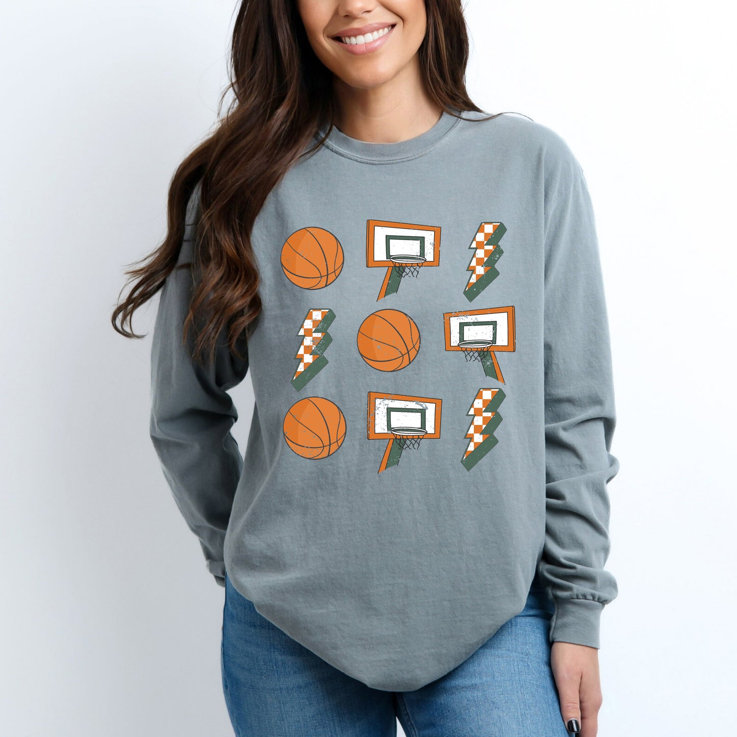 Basketball Collage | Garment Dyed Long Sleeve