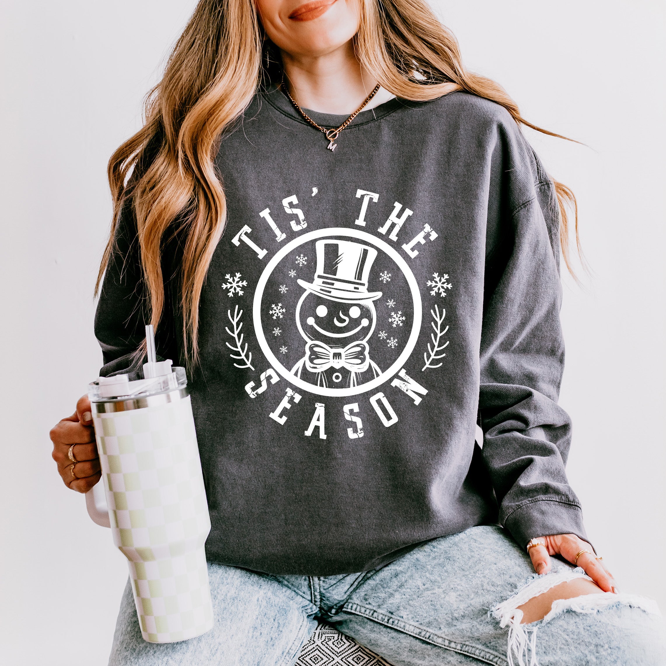 Tis The Season Distressed | Lightweight Garment Dyed Sweatshirt