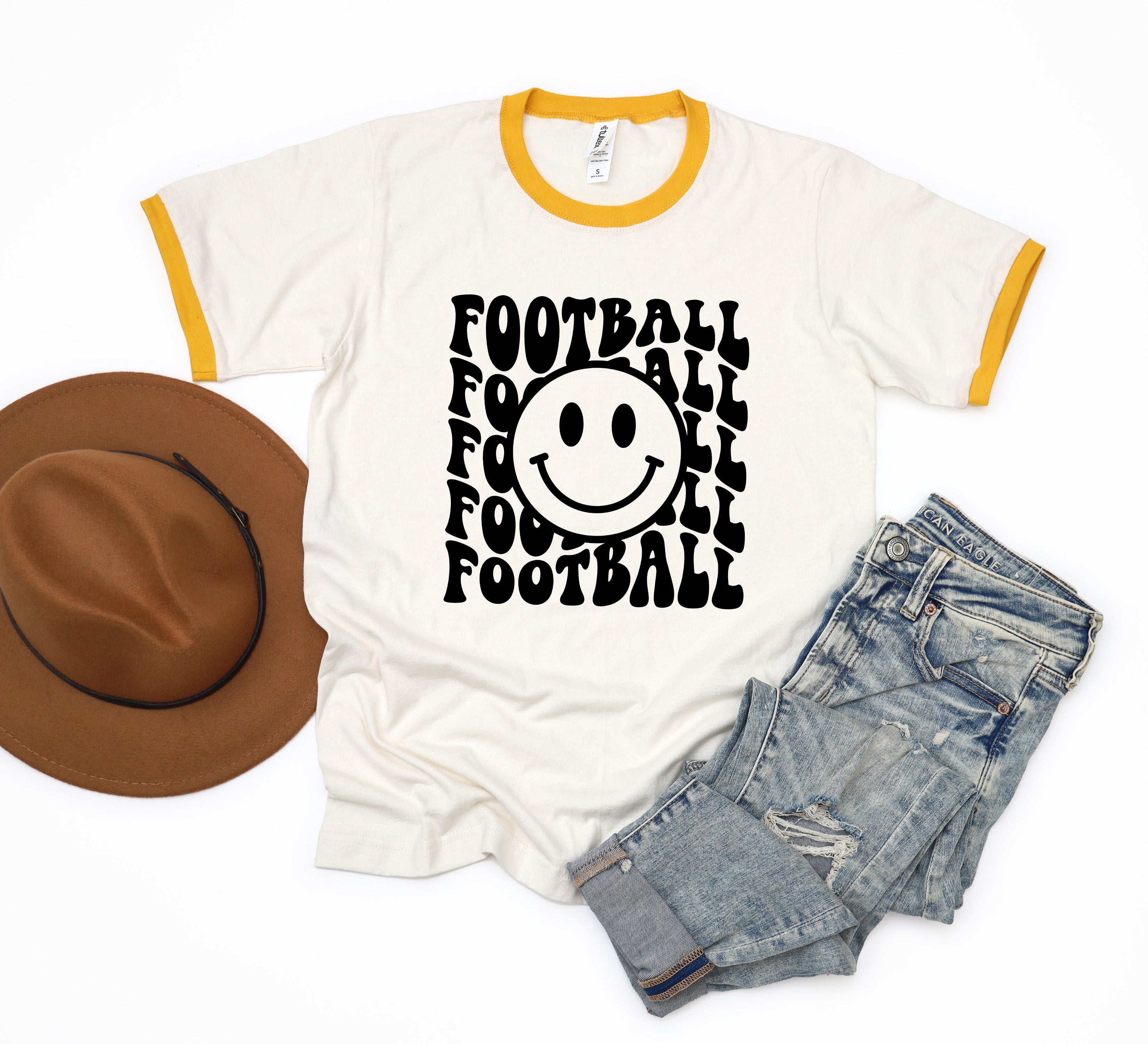 Football Smiley Face | Ringer Tee